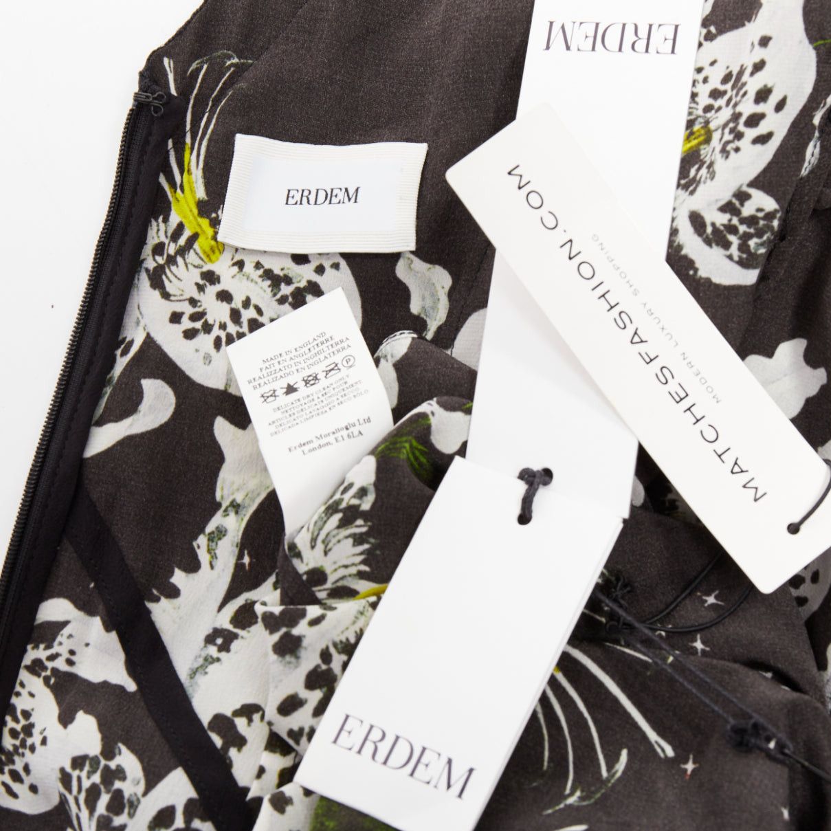Erdem ERDEM 2016 Makayla black grey 100% silk floral back cut out dress UK6 XS Size XS / US 0-2 / IT 36-38 - 8 Thumbnail