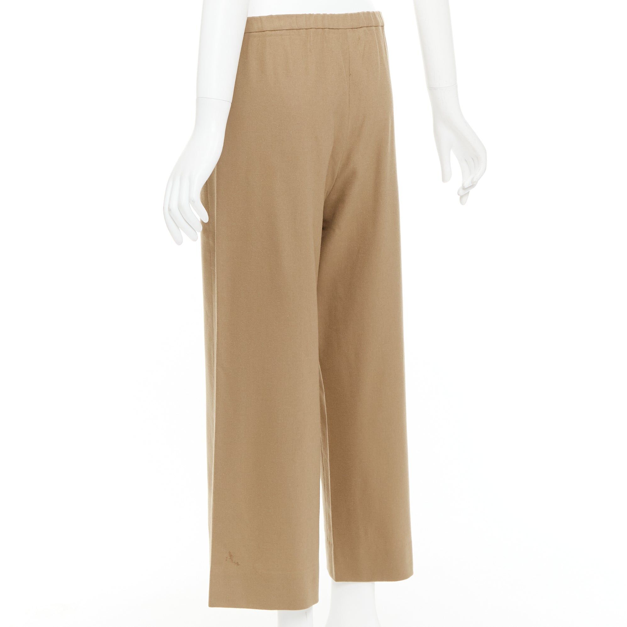 Max Mara MAX MARA ' camel virgin wool blend drawstring waist wide leg cropped pants 32" Size 32" / US 10 / IT 46 - 6 Thumbnail
