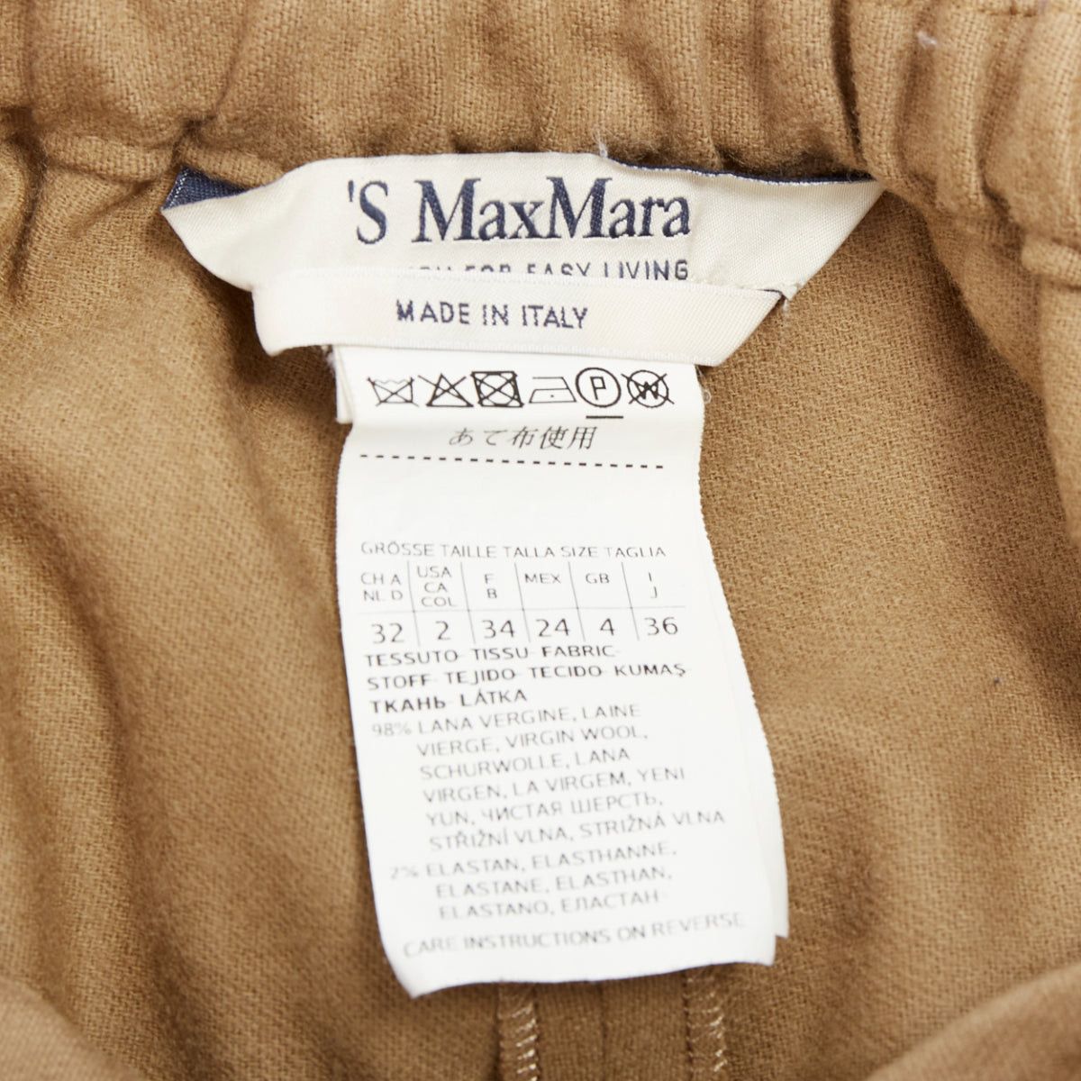 Max Mara MAX MARA ' camel virgin wool blend drawstring waist wide leg cropped pants 32" Size 32" / US 10 / IT 46 - 8 Thumbnail
