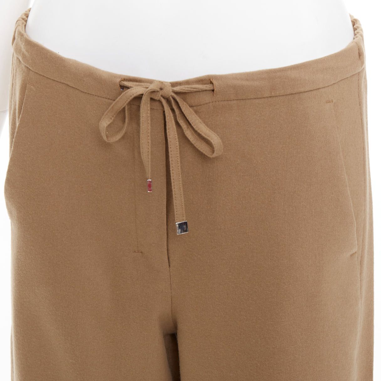 Max Mara MAX MARA ' camel virgin wool blend drawstring waist wide leg cropped pants 32" Size 32" / US 10 / IT 46 - 2 Thumbnail