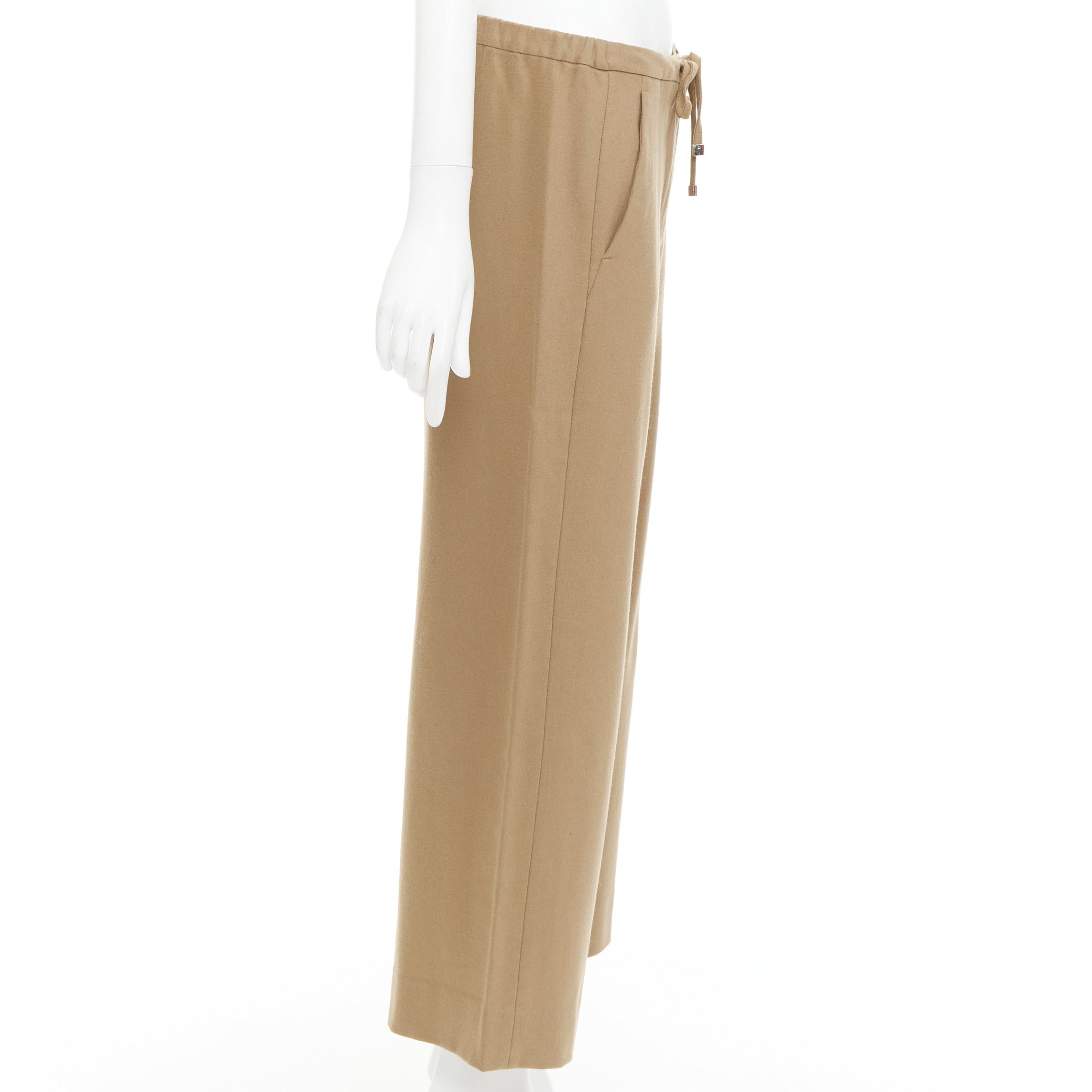 Max Mara MAX MARA ' camel virgin wool blend drawstring waist wide leg cropped pants 32" Size 32" / US 10 / IT 46 - 4 Thumbnail