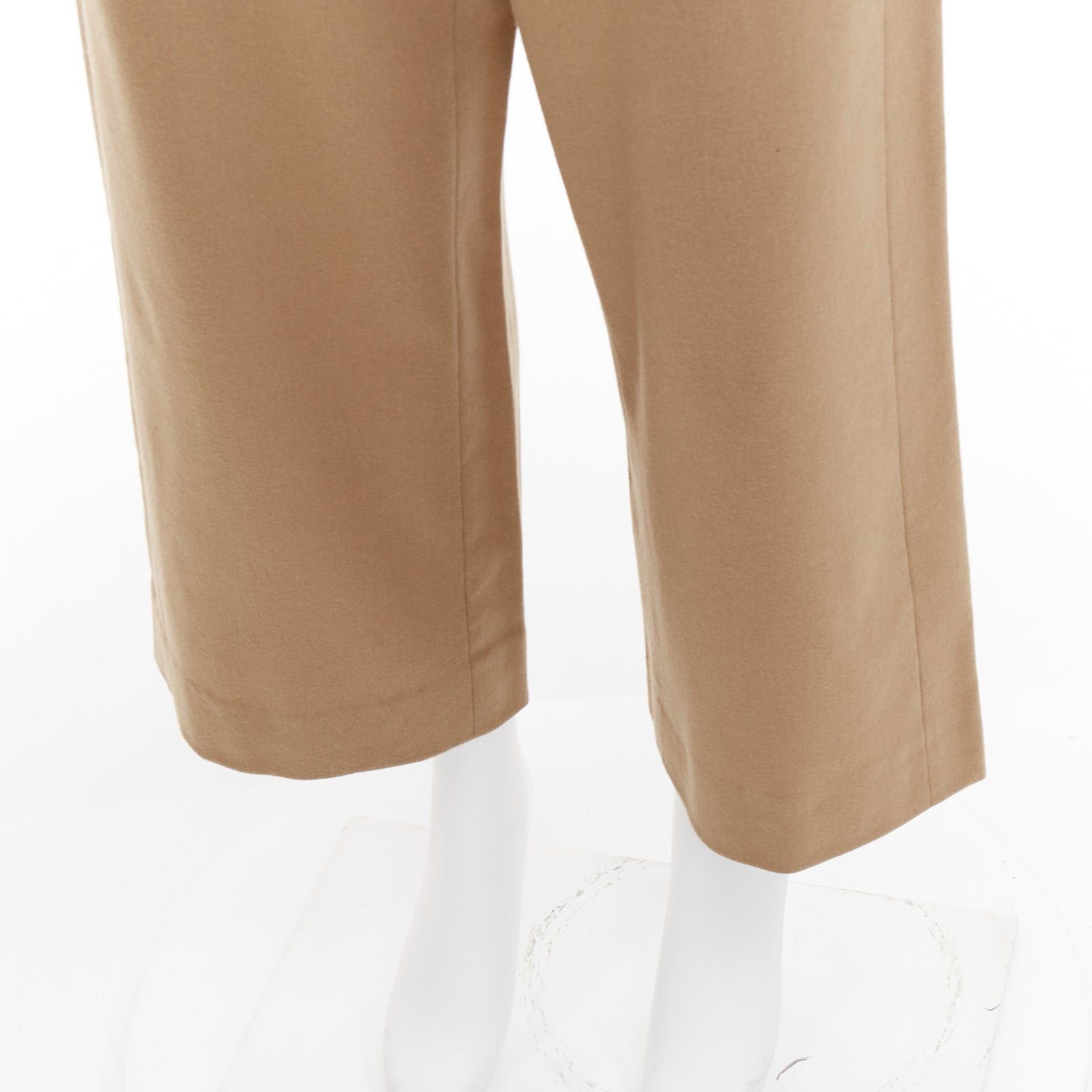 Max Mara MAX MARA ' camel virgin wool blend drawstring waist wide leg cropped pants 32" Size 32" / US 10 / IT 46 - 7 Thumbnail