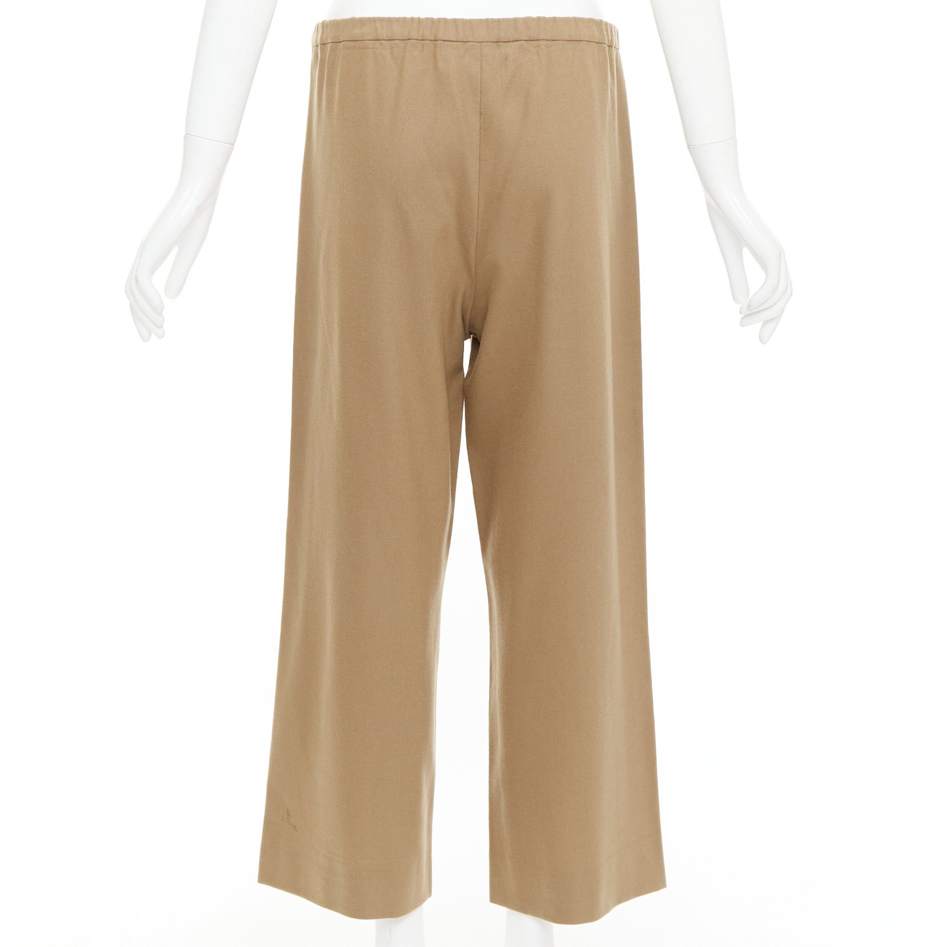 Max Mara MAX MARA ' camel virgin wool blend drawstring waist wide leg cropped pants 32" Size 32" / US 10 / IT 46 - 5 Thumbnail