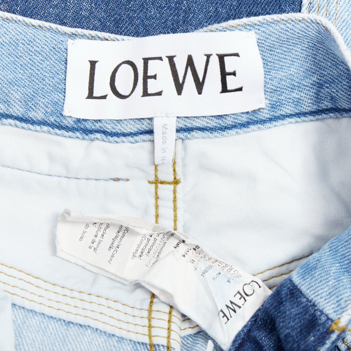 Loewe LOEWE blue washed frayed edge mismatch patchwork cropped jeans FR34 XS Size 26" / US 2 / IT 38 - 8 Thumbnail