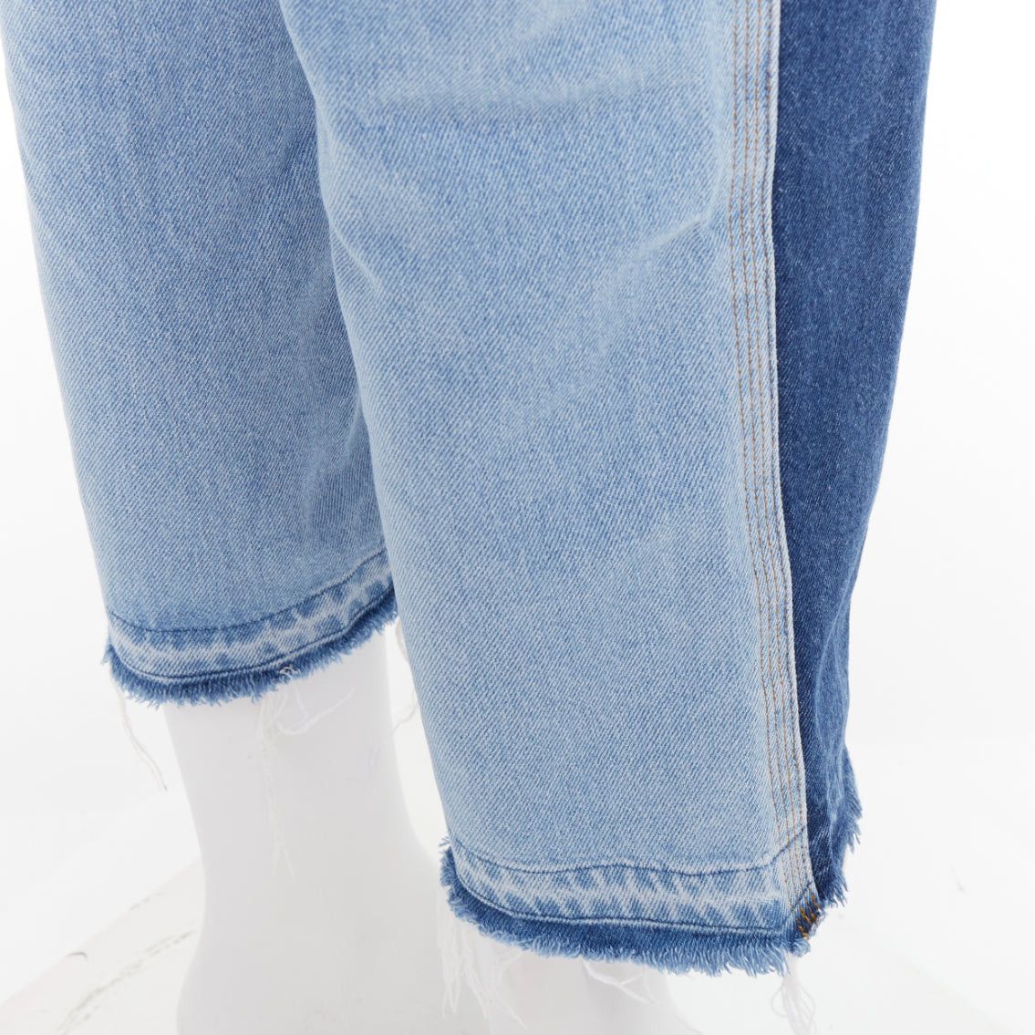 Loewe LOEWE blue washed frayed edge mismatch patchwork cropped jeans FR34 XS Size 26" / US 2 / IT 38 - 7 Thumbnail