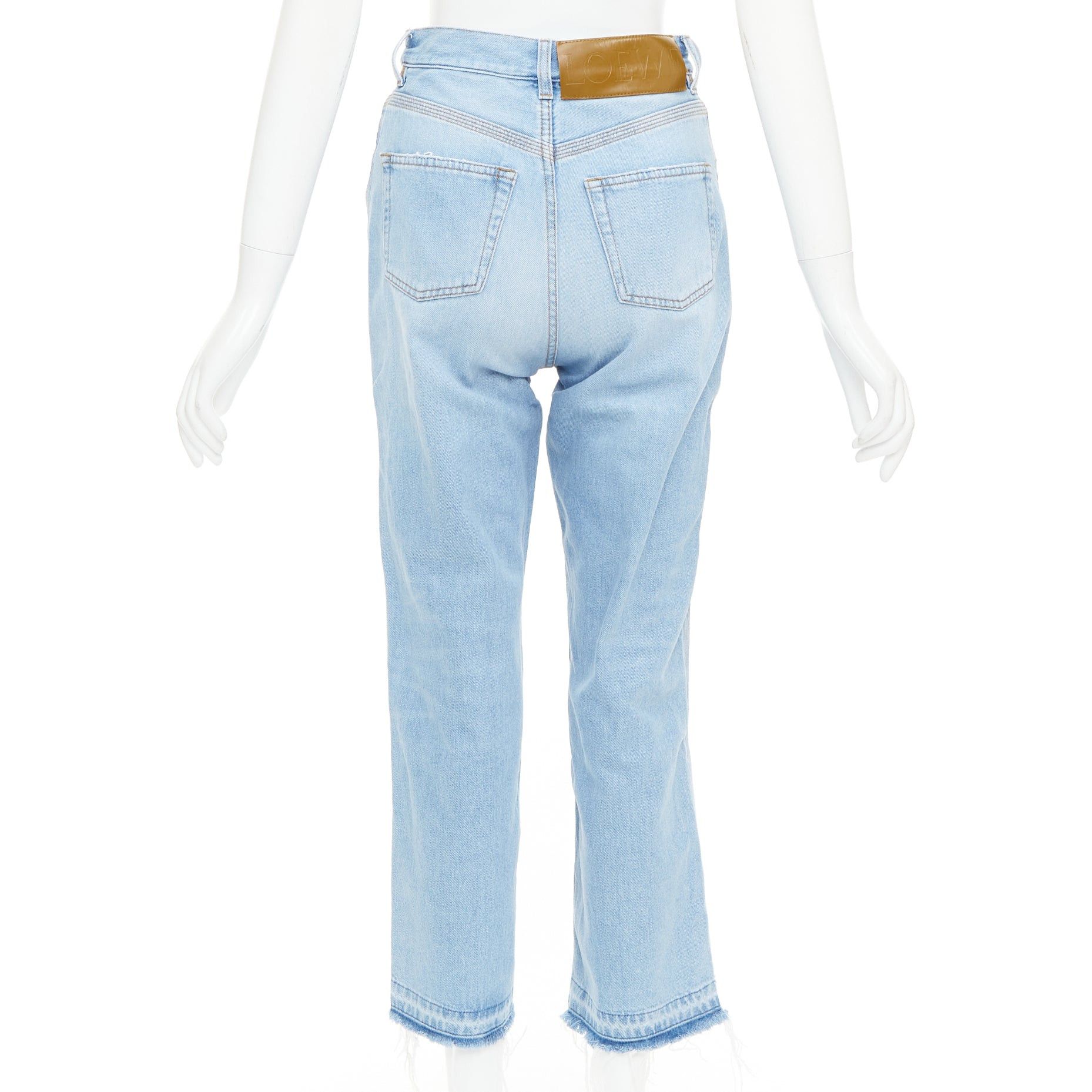 Loewe LOEWE blue washed frayed edge mismatch patchwork cropped jeans FR34 XS Size 26" / US 2 / IT 38 - 5 Thumbnail