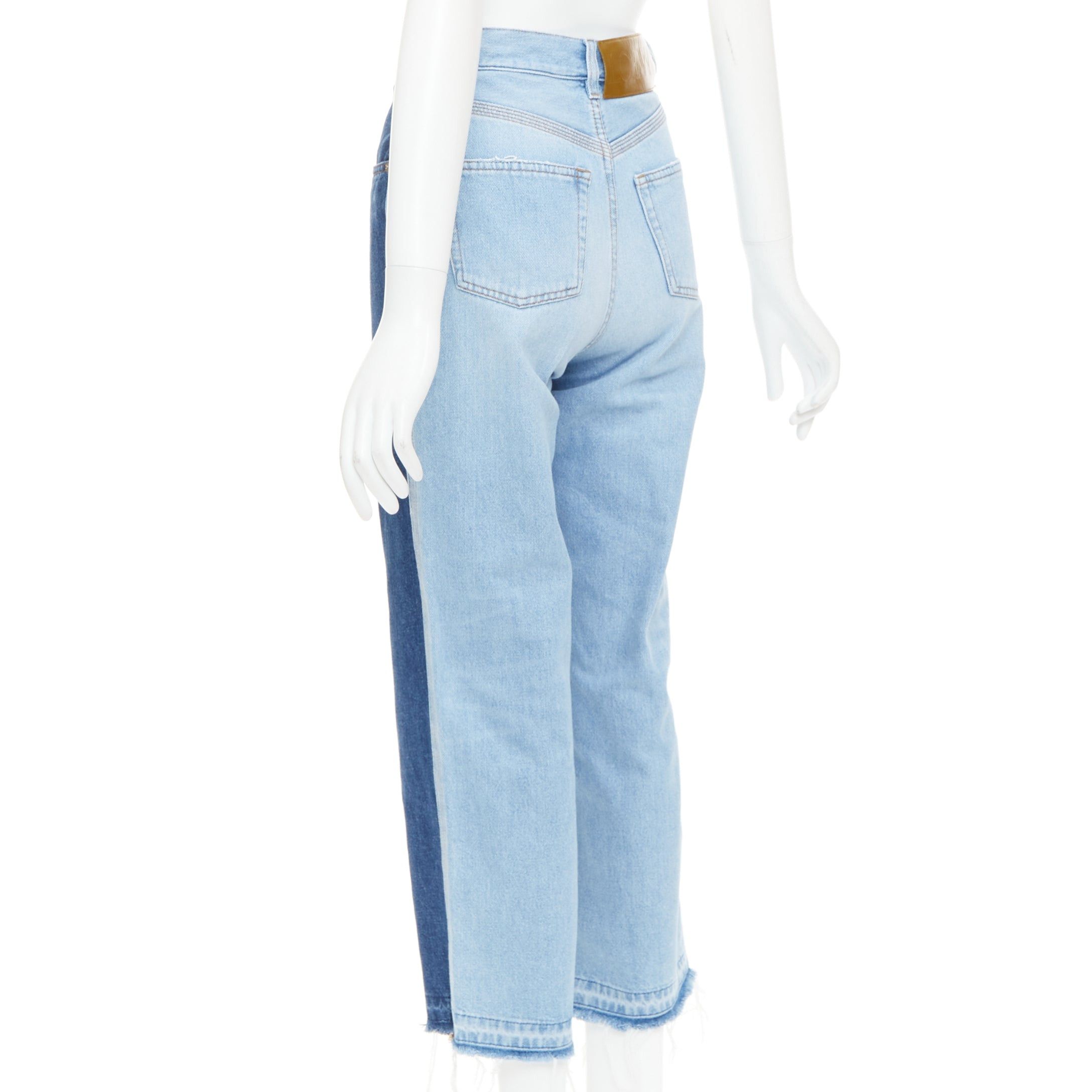 Loewe LOEWE blue washed frayed edge mismatch patchwork cropped jeans FR34 XS Size 26" / US 2 / IT 38 - 6 Thumbnail