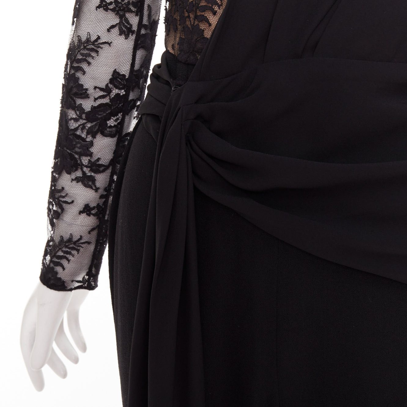 Givenchy GIVENCHY black silk cotton blend intricate lace trim wrap jumpsuit FR36 S Size 27" / US 4 / IT 40 - 7 Thumbnail