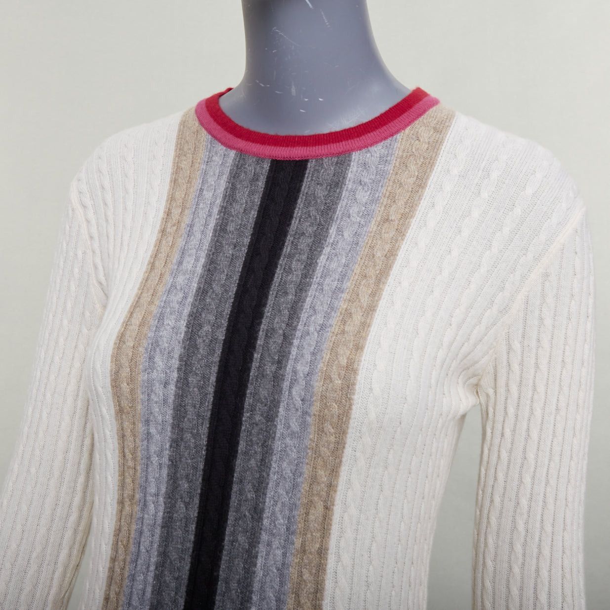 Other MARCO DE VINCENZO 100% cashmere cream colorblock striped ribbed knit dress FR38 M Size M / US 6-8 / IT 42-44 - 2 Thumbnail