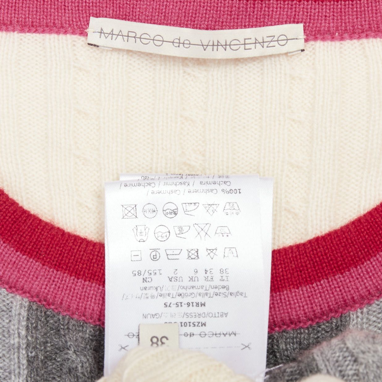 Other MARCO DE VINCENZO 100% cashmere cream colorblock striped ribbed knit dress FR38 M Size M / US 6-8 / IT 42-44 - 8 Thumbnail
