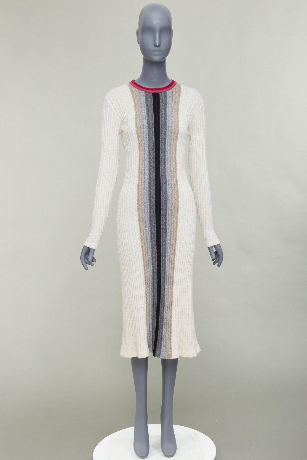 Other MARCO DE VINCENZO 100% cashmere cream colorblock striped ribbed knit dress FR38 M Size M / US 6-8 / IT 42-44 - 9 Thumbnail