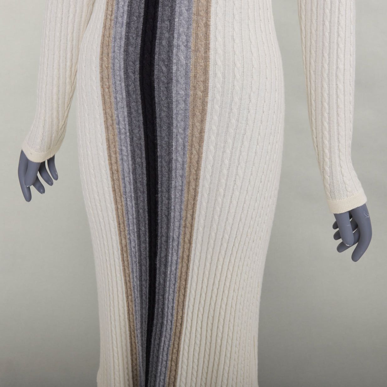 Other MARCO DE VINCENZO 100% cashmere cream colorblock striped ribbed knit dress FR38 M Size M / US 6-8 / IT 42-44 - 7 Thumbnail