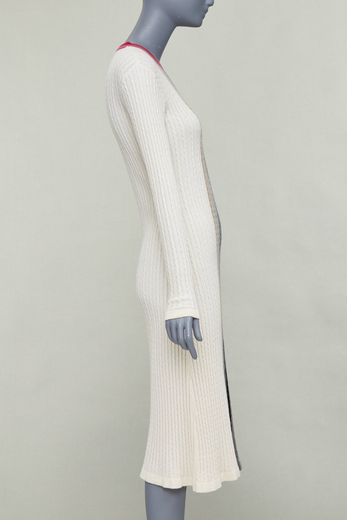 Other MARCO DE VINCENZO 100% cashmere cream colorblock striped ribbed knit dress FR38 M Size M / US 6-8 / IT 42-44 - 4 Thumbnail
