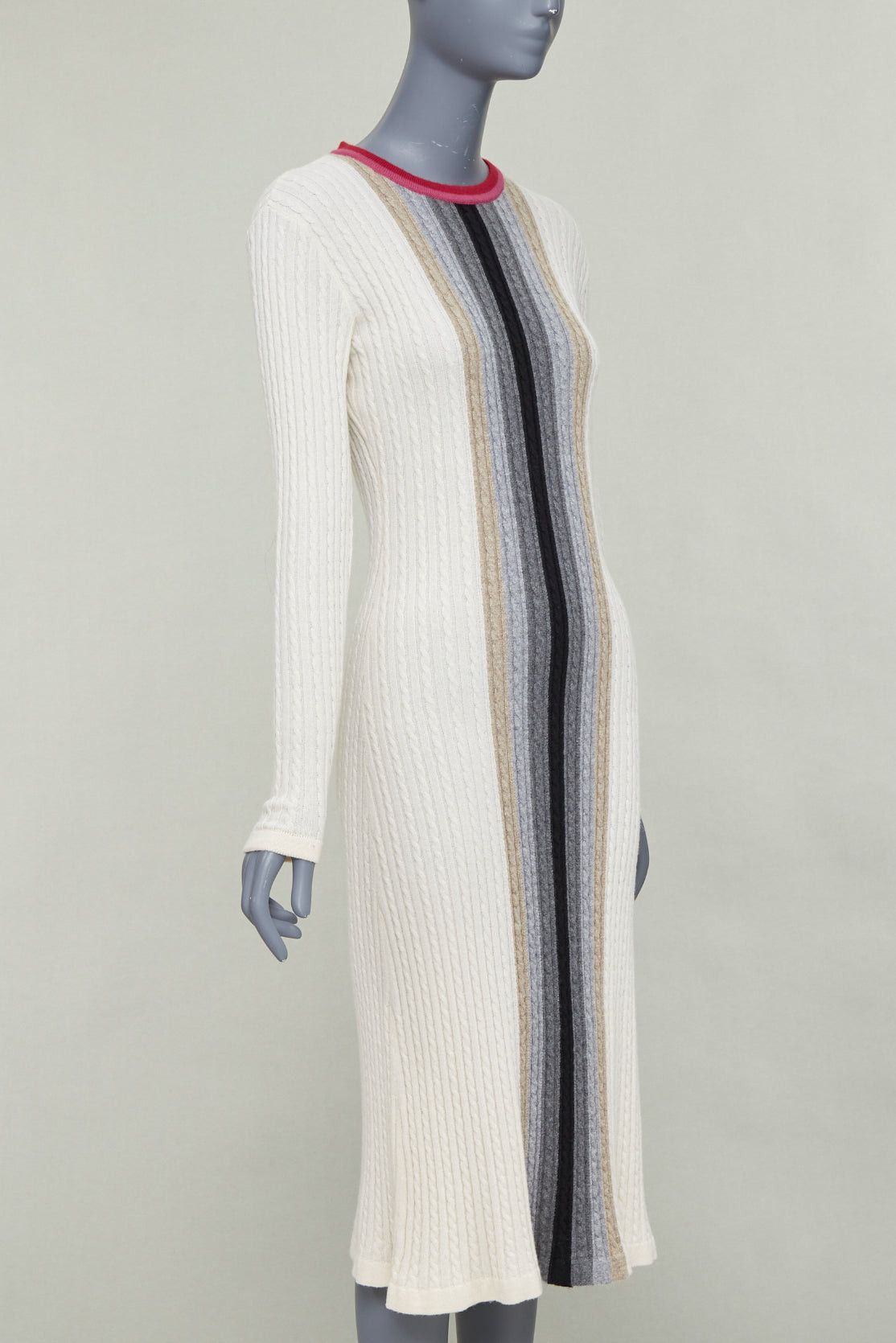 Other MARCO DE VINCENZO 100% cashmere cream colorblock striped ribbed knit dress FR38 M Size M / US 6-8 / IT 42-44 - 3 Thumbnail