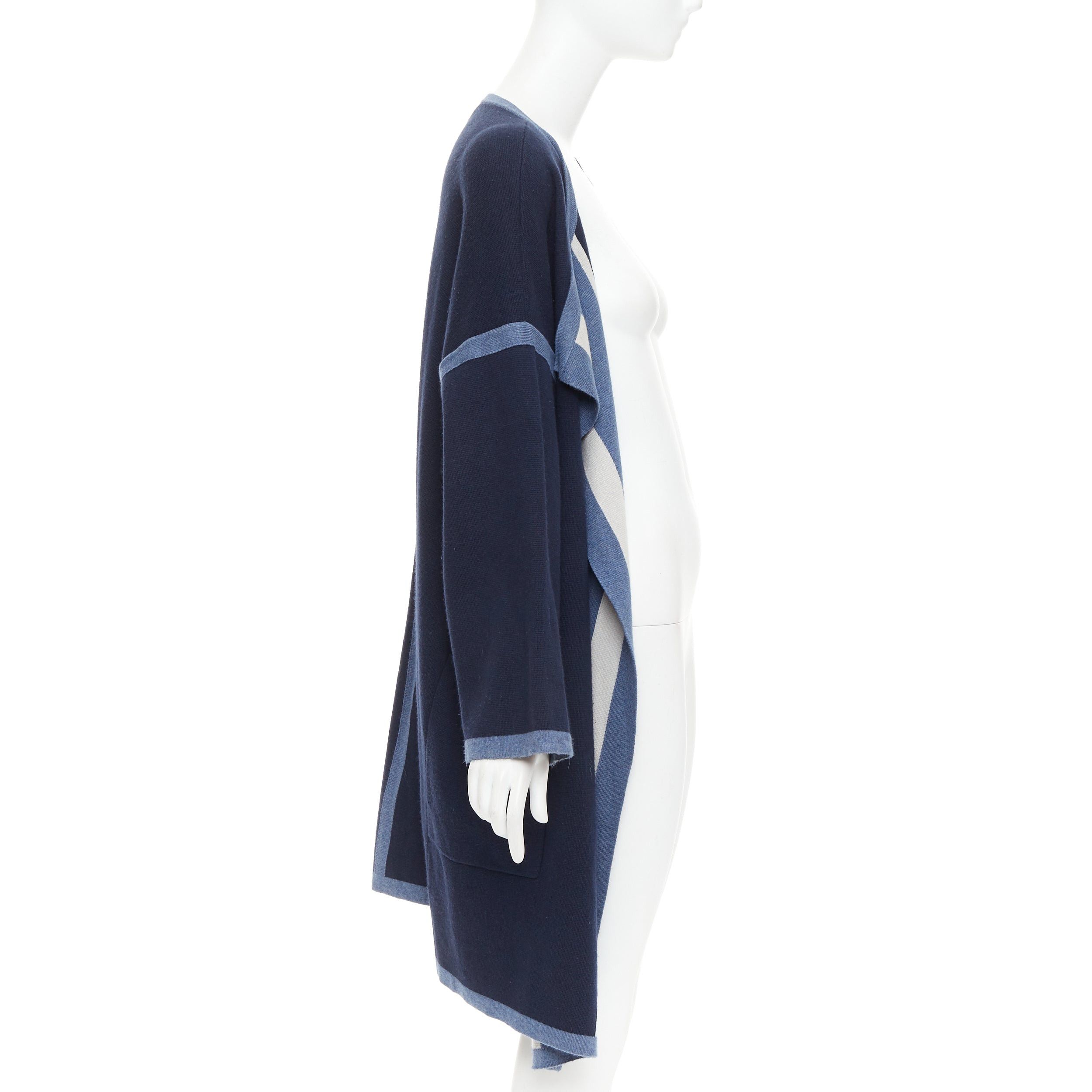 Chloe CHLOE navy ocean blue cotton silk cashmere striped cardigan coat XS Size XS / US 0-2 / IT 36-38 - 3 Thumbnail