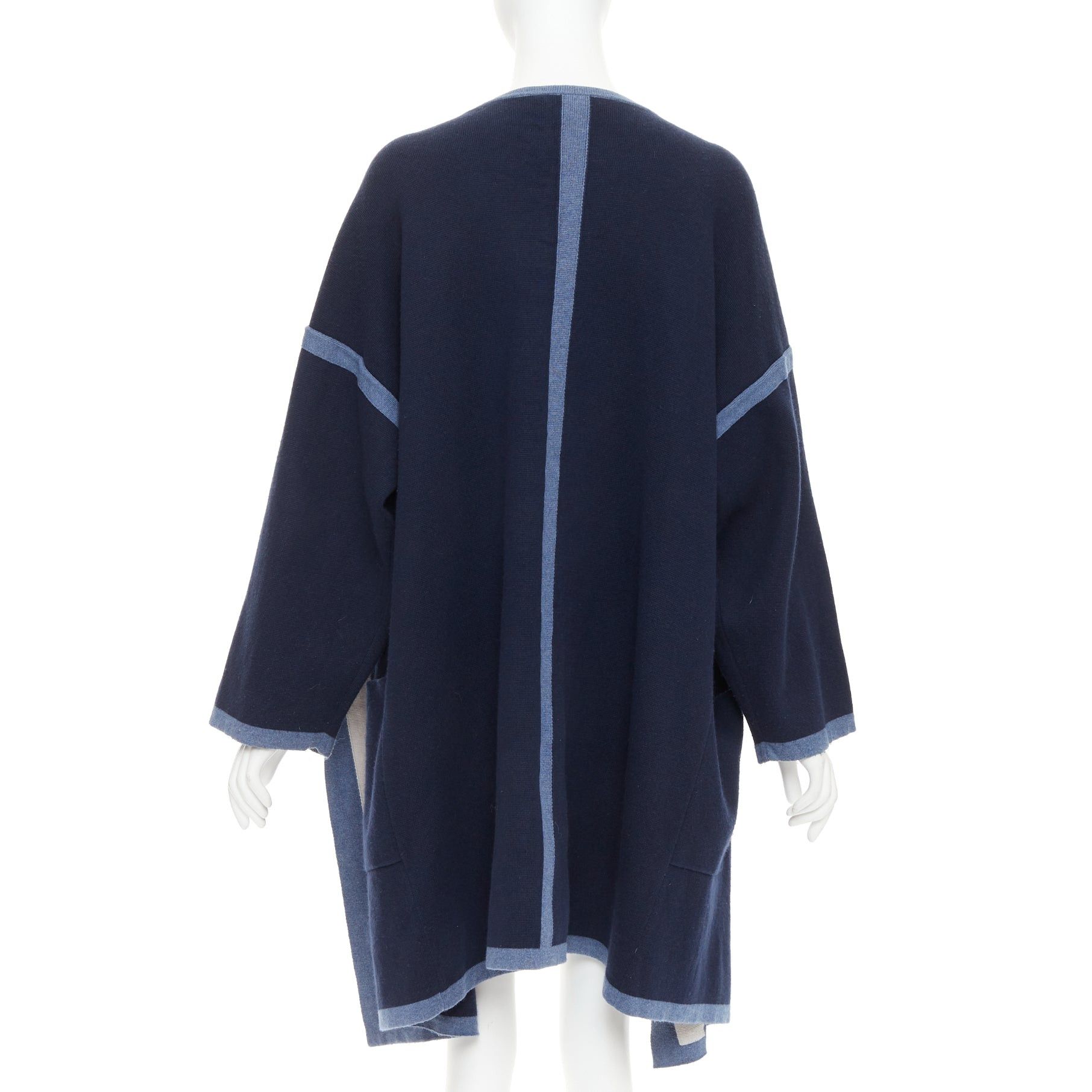 Chloe CHLOE navy ocean blue cotton silk cashmere striped cardigan coat XS Size XS / US 0-2 / IT 36-38 - 4 Thumbnail