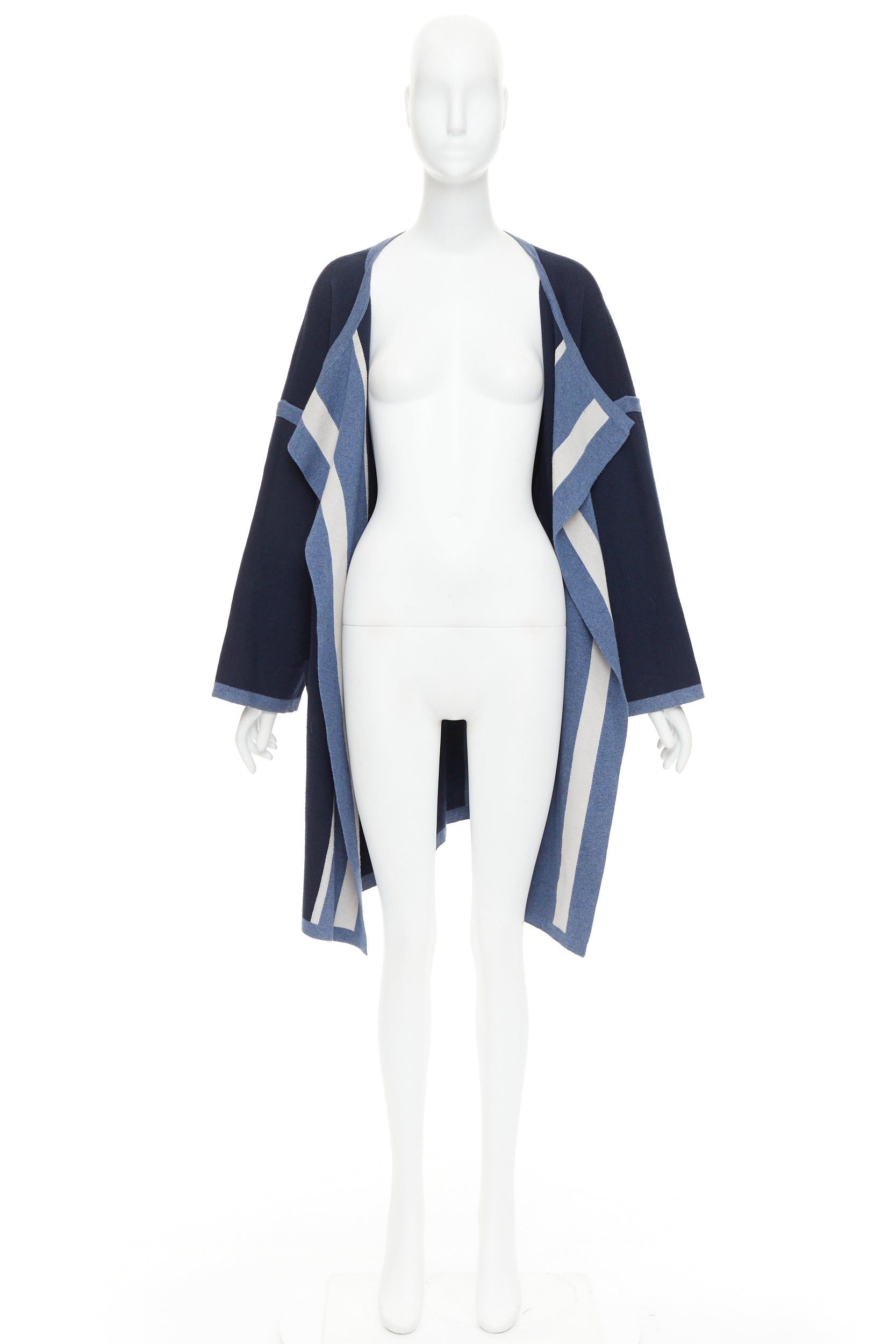 Chloe CHLOE navy ocean blue cotton silk cashmere striped cardigan coat XS Size XS / US 0-2 / IT 36-38 - 9 Thumbnail