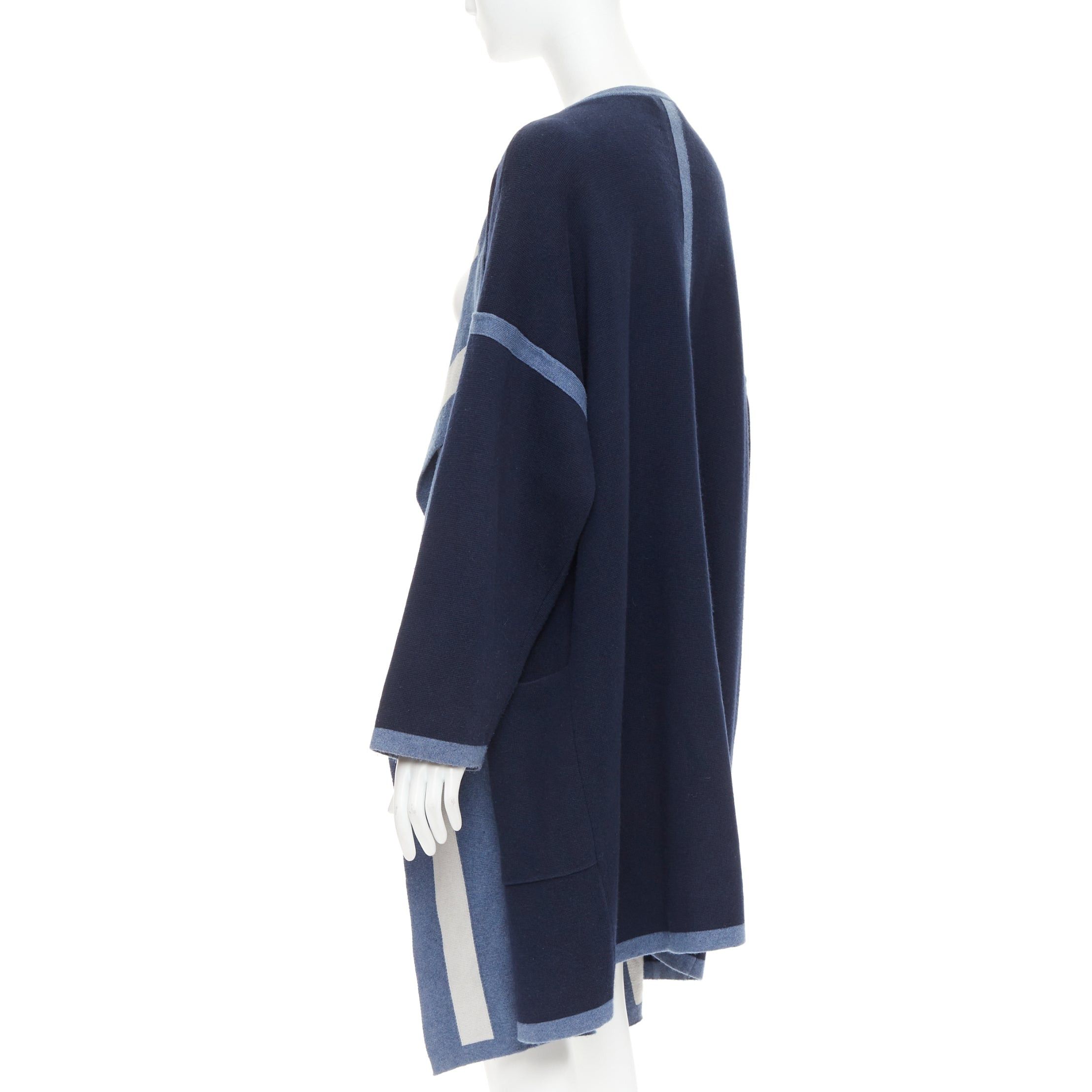 Chloe CHLOE navy ocean blue cotton silk cashmere striped cardigan coat XS Size XS / US 0-2 / IT 36-38 - 5 Thumbnail