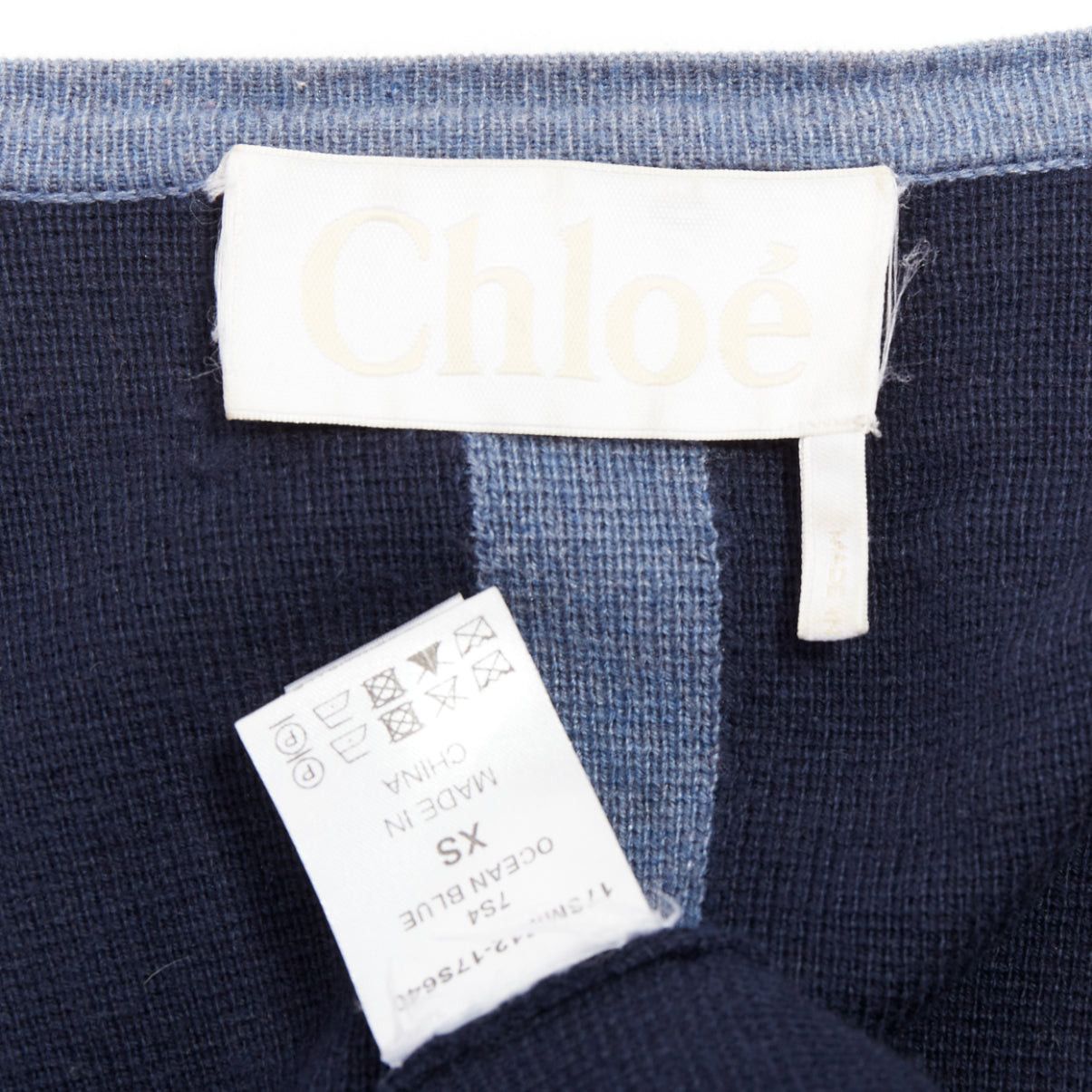 Chloe CHLOE navy ocean blue cotton silk cashmere striped cardigan coat XS Size XS / US 0-2 / IT 36-38 - 8 Thumbnail