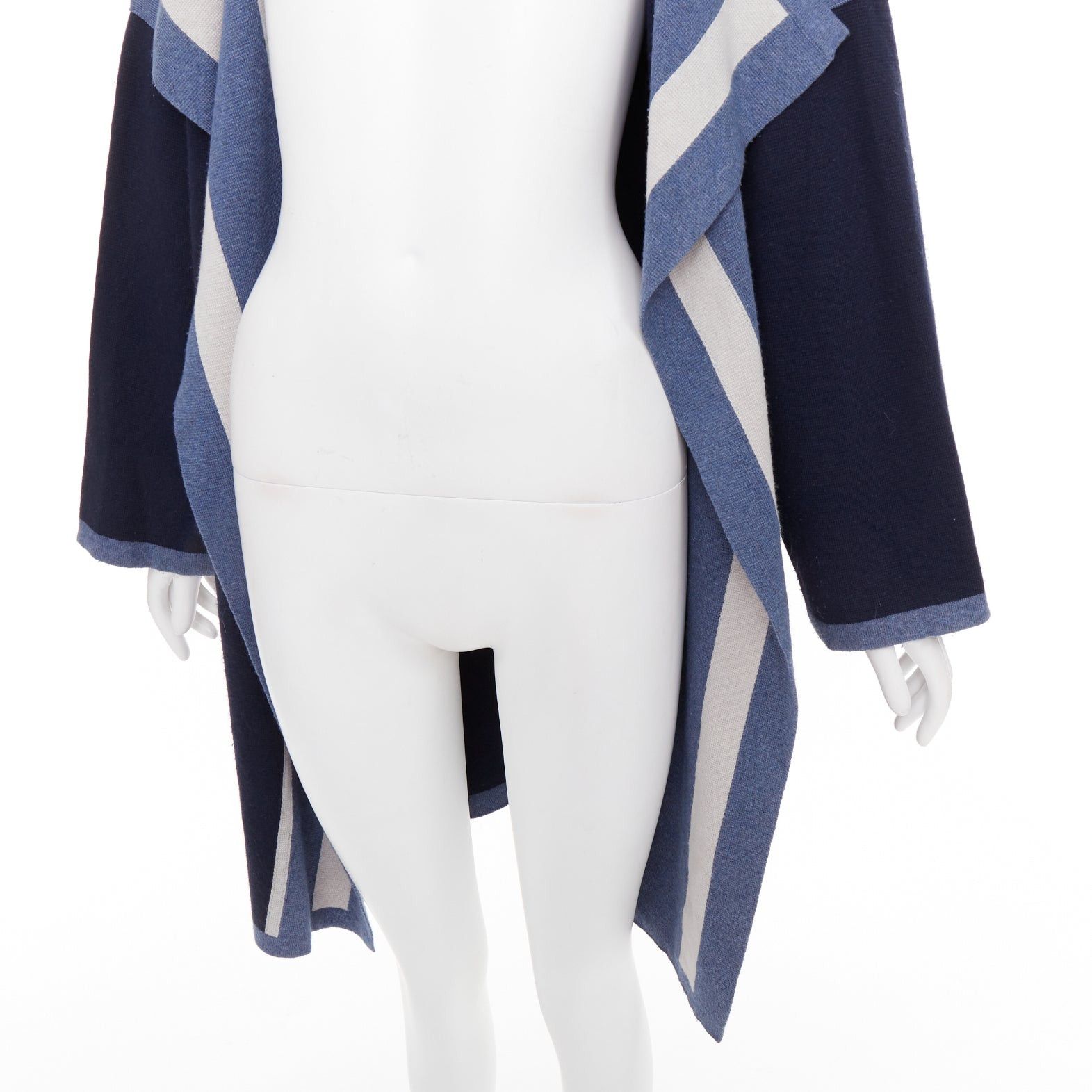 Chloe CHLOE navy ocean blue cotton silk cashmere striped cardigan coat XS Size XS / US 0-2 / IT 36-38 - 7 Thumbnail