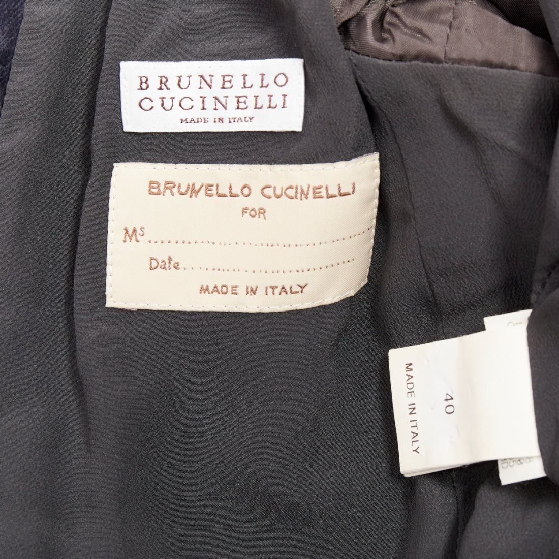 Brunello Cucinelli BRUNELLO CUCINELLI navy velvet brass logo buttons double breasted blazer jacket IT40 S Size S / US 4 / IT 40 - 9 Thumbnail