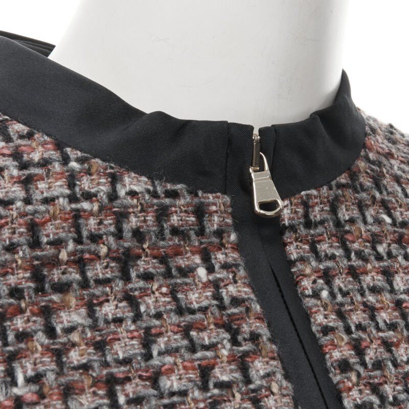 RED Valentino RED VALENTINO red grey wool tweed black ruffle trim jacket skirt set Size XS / US 0-2 / IT 36-38 - 6 Thumbnail