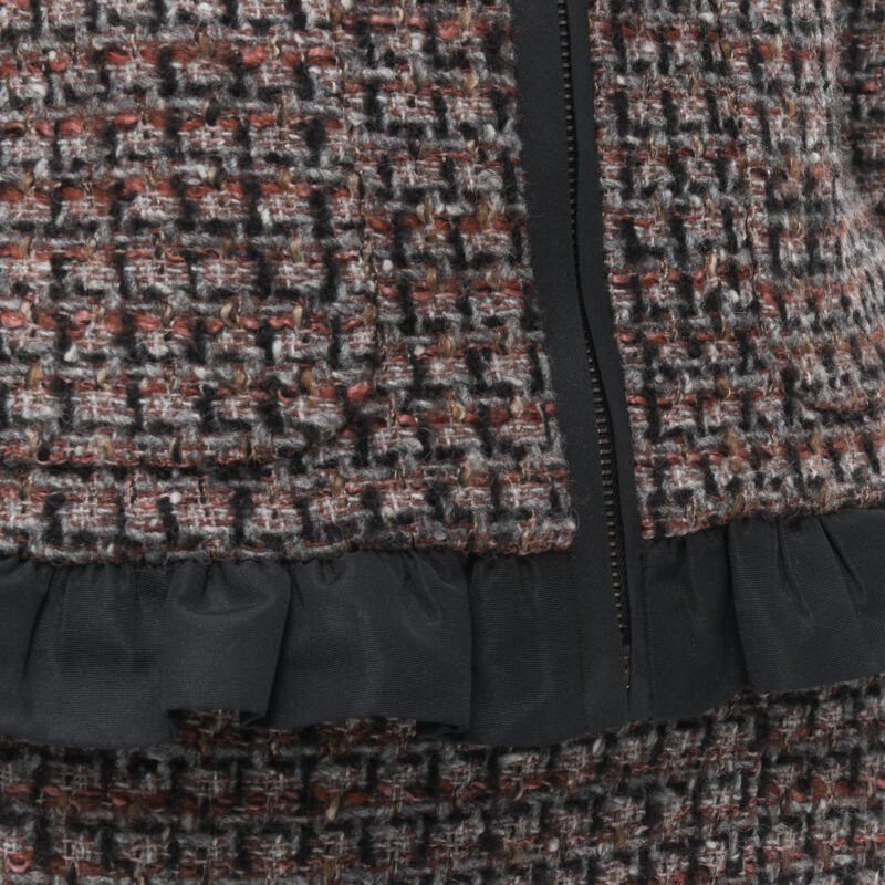 RED Valentino RED VALENTINO red grey wool tweed black ruffle trim jacket skirt set Size XS / US 0-2 / IT 36-38 - 9 Thumbnail