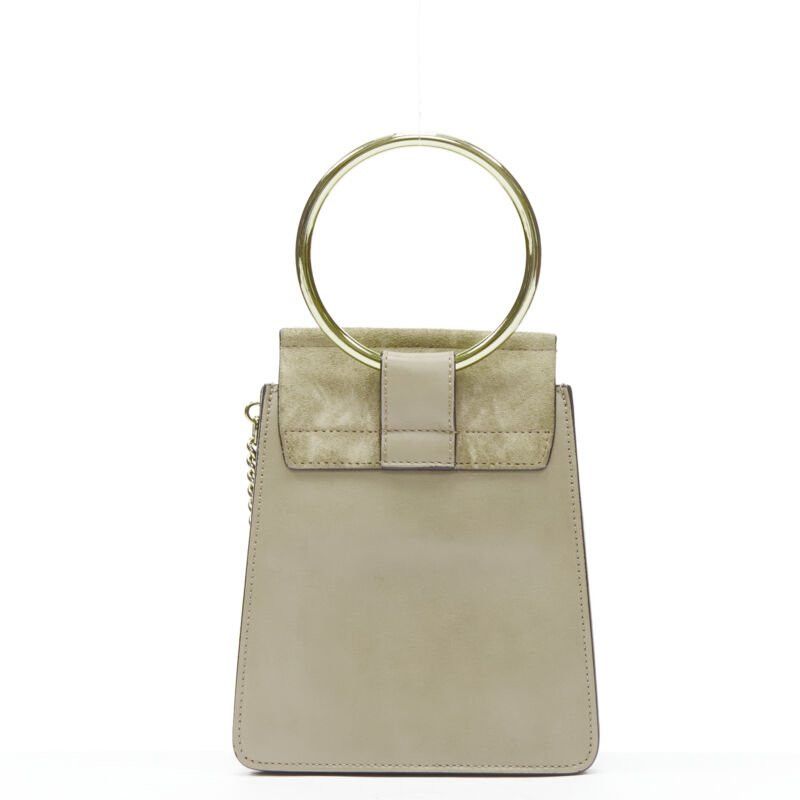 Chloe CHLOE Faye gold bangle bracelet ring chained crossbody grey suede leather bag Size ONE SIZE - 5 Thumbnail