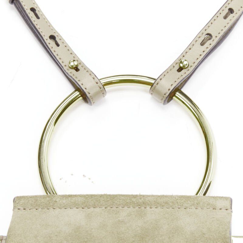 Chloe CHLOE Faye gold bangle bracelet ring chained crossbody grey suede leather bag Size ONE SIZE - 8 Thumbnail