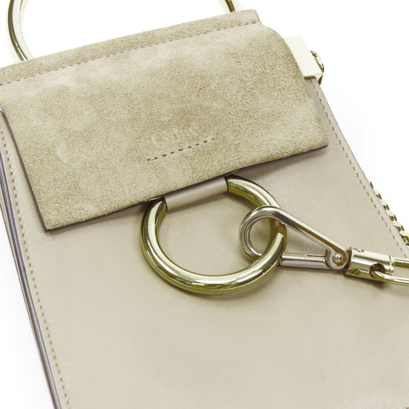 Chloe CHLOE Faye gold bangle bracelet ring chained crossbody grey suede leather bag Size ONE SIZE - 7 Thumbnail