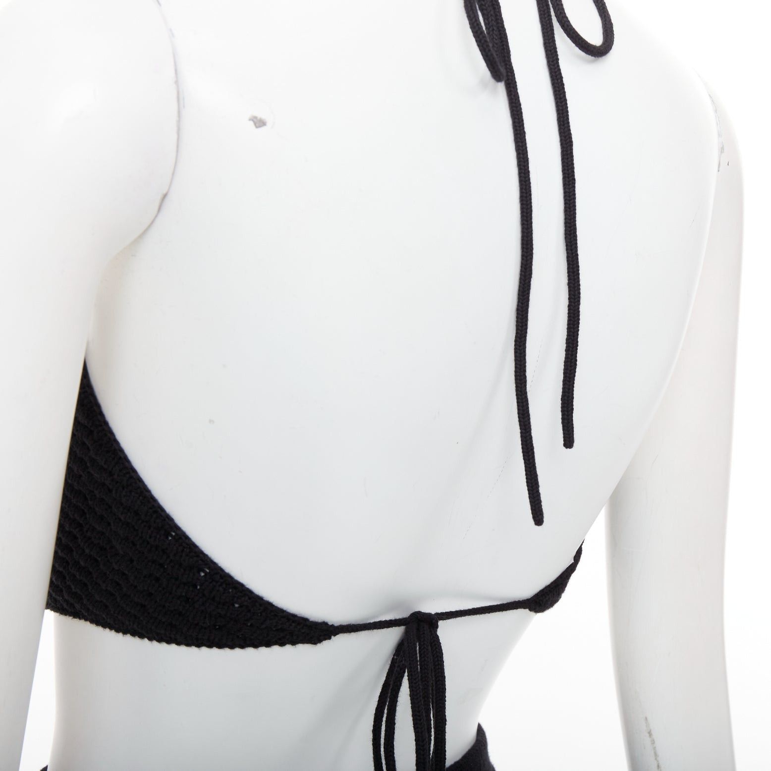 Reformation REFORMATION Circa black organically cotton open knit halter top skirt set XS Size S / US 4 / IT 40 - 7 Thumbnail