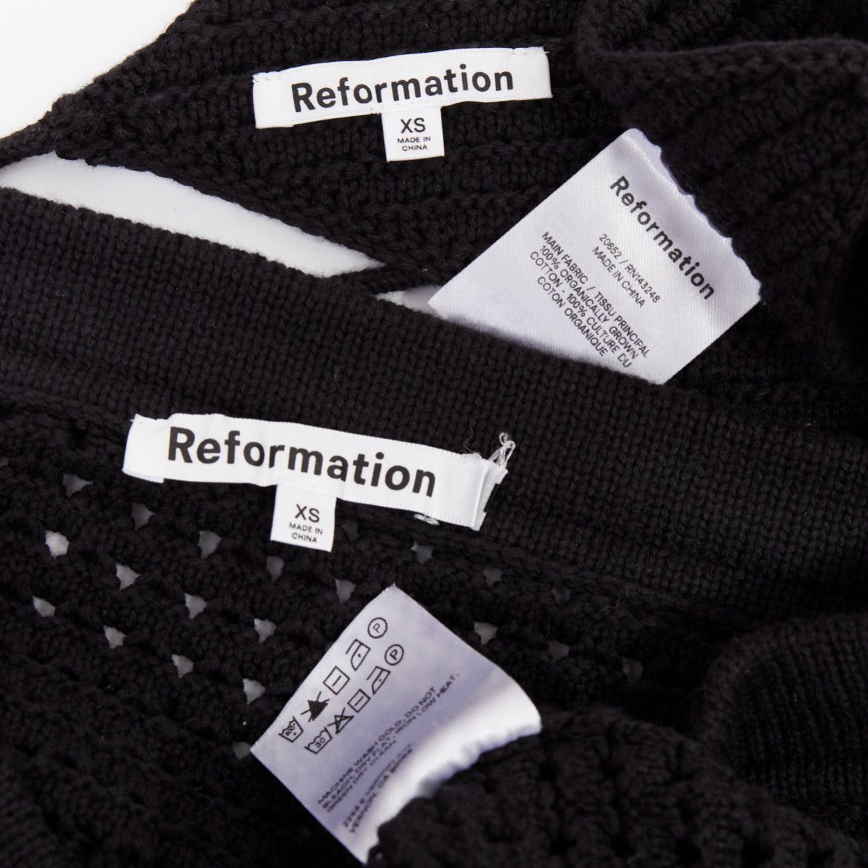 Reformation REFORMATION Circa black organically cotton open knit halter top skirt set XS Size S / US 4 / IT 40 - 8 Thumbnail