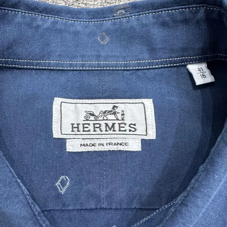 Hermes Hermes Lock Print Denim Shirt - dmc Size US L / EU 52-54 / 3 - 2 Thumbnail