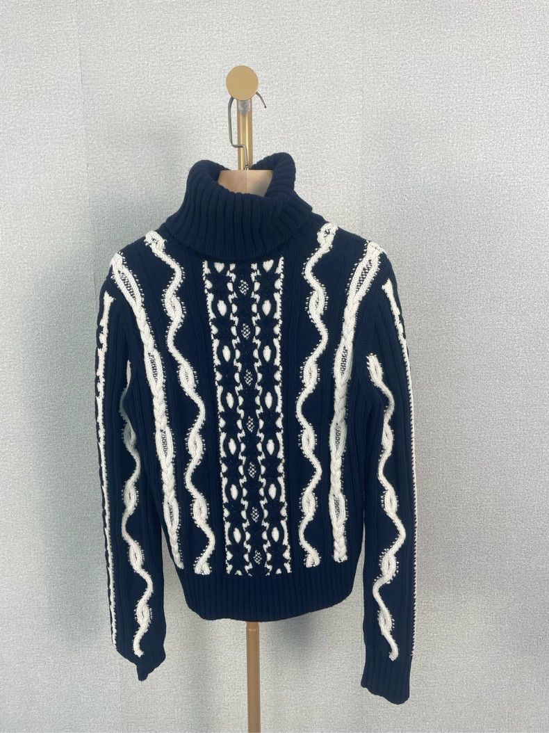 Chanel Chanel Blue White Wool Turtleneck Sweater - dmc Size US S / EU 44-46 / 1 - 2 Thumbnail
