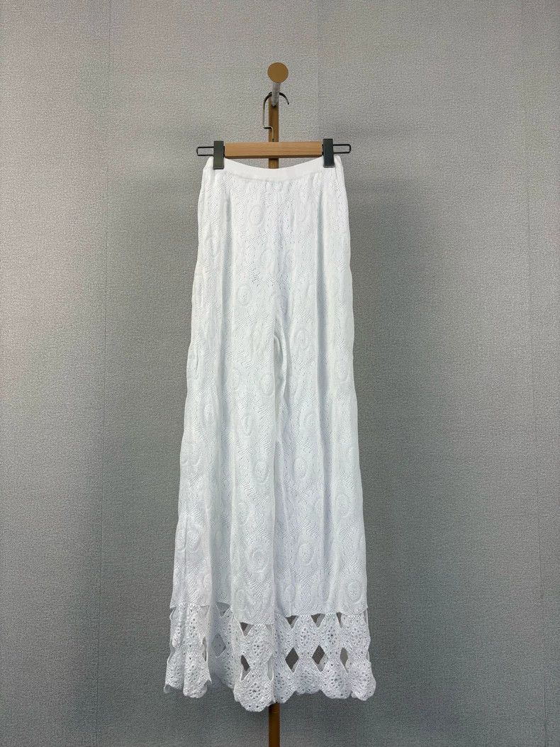 Chanel Chanel White Openwork Knit Wide-Leg Pants - dmc Size US 31 - 2 Thumbnail