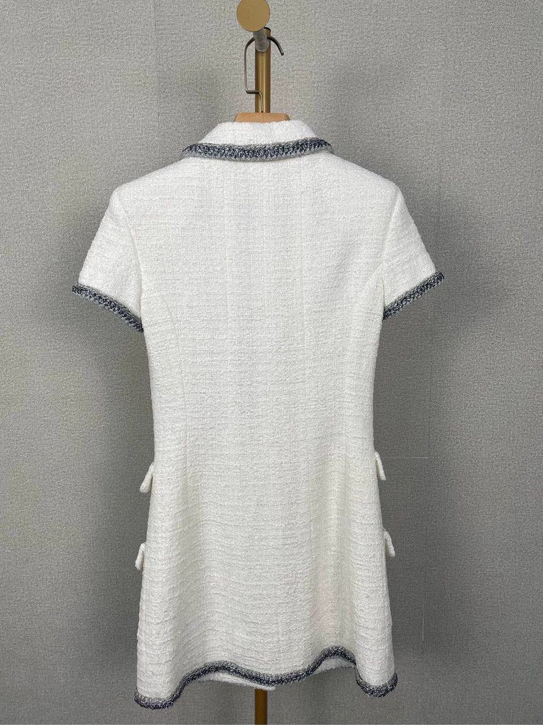 Chanel Chanel White Silver Thread Dress 34 - dmc Size US 34 / EU 50 - 2 Thumbnail