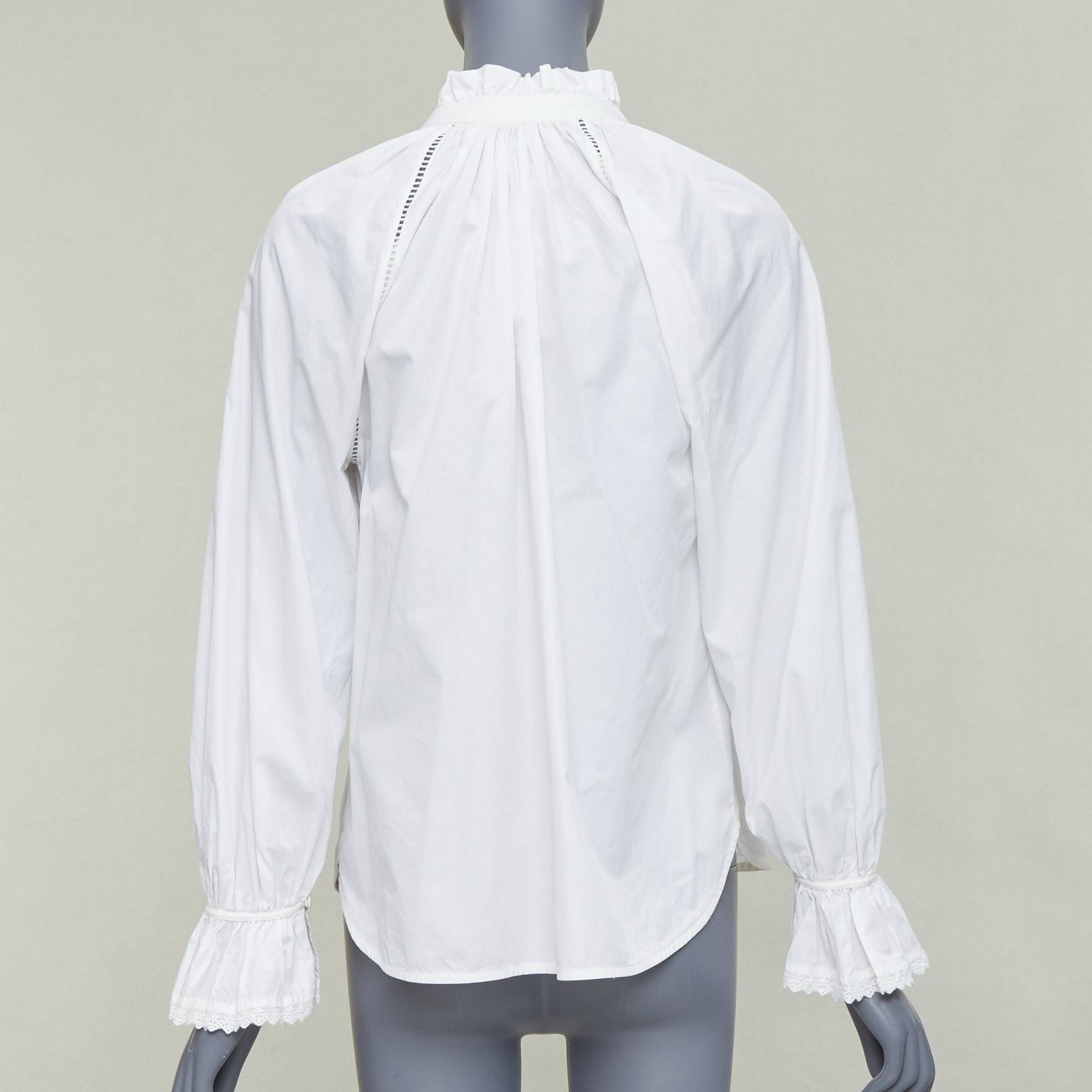 Lee Mathews LEE MATHEWS white cotton ruffle lace trim peasant blouse Sz.1 XS Size S / US 4 / IT 40 - 5 Thumbnail