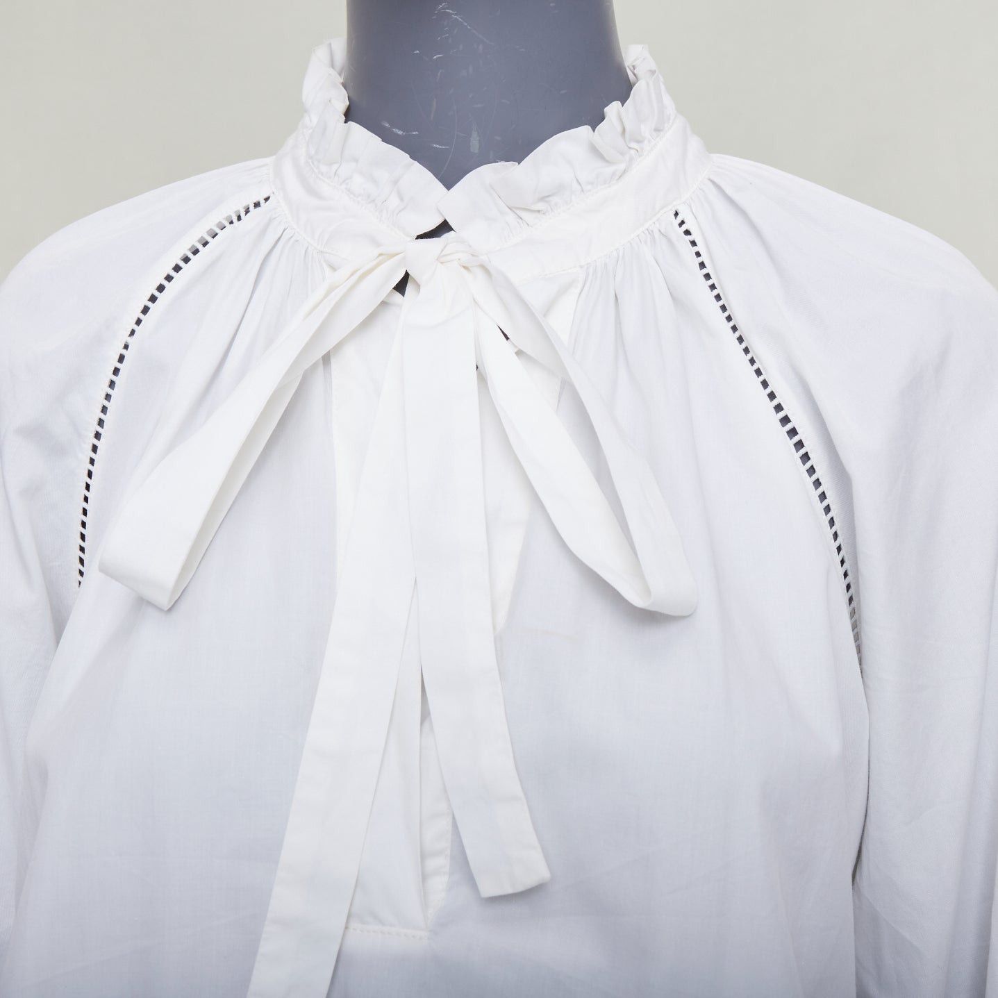 Lee Mathews LEE MATHEWS white cotton ruffle lace trim peasant blouse Sz.1 XS Size S / US 4 / IT 40 - 2 Thumbnail