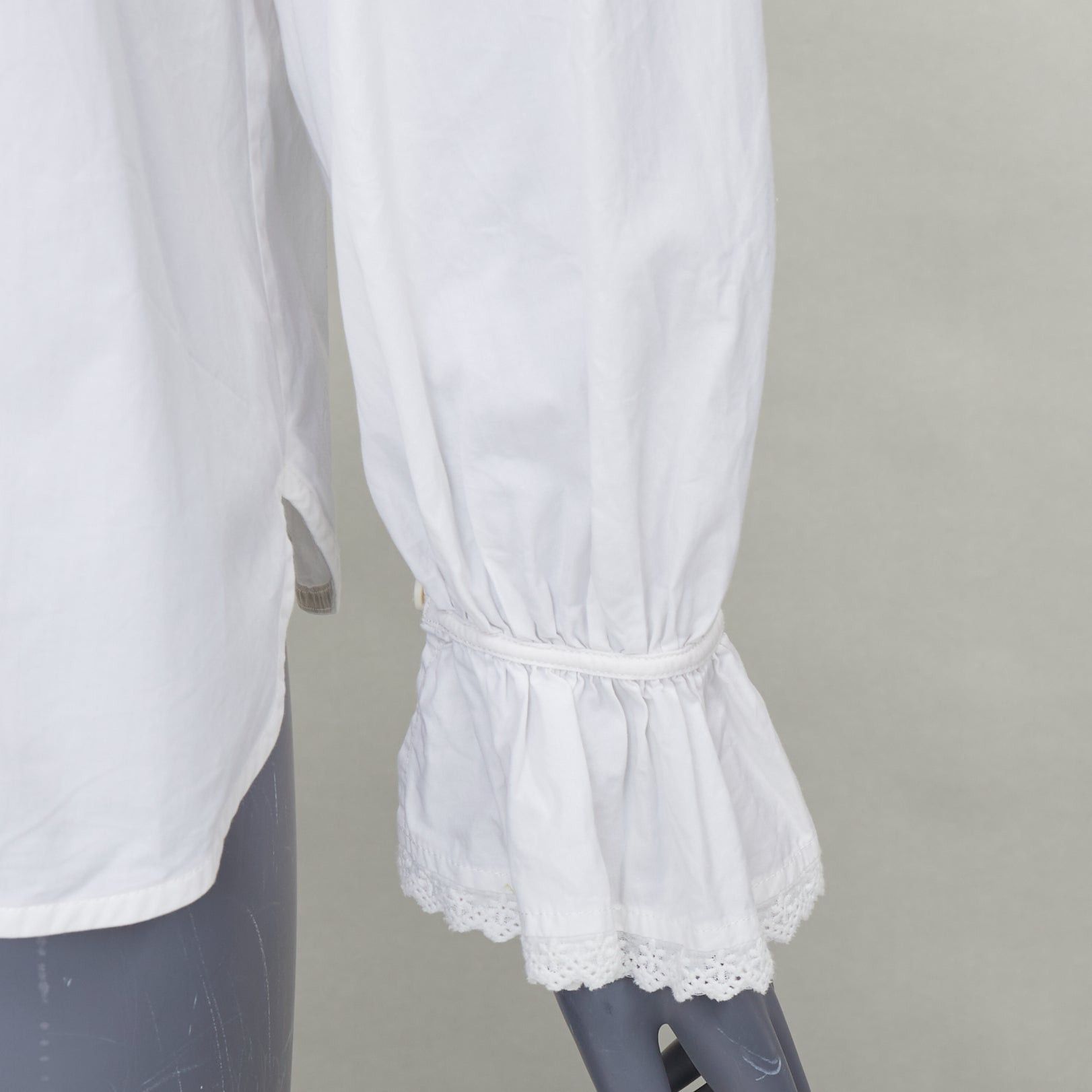 Lee Mathews LEE MATHEWS white cotton ruffle lace trim peasant blouse Sz.1 XS Size S / US 4 / IT 40 - 7 Thumbnail