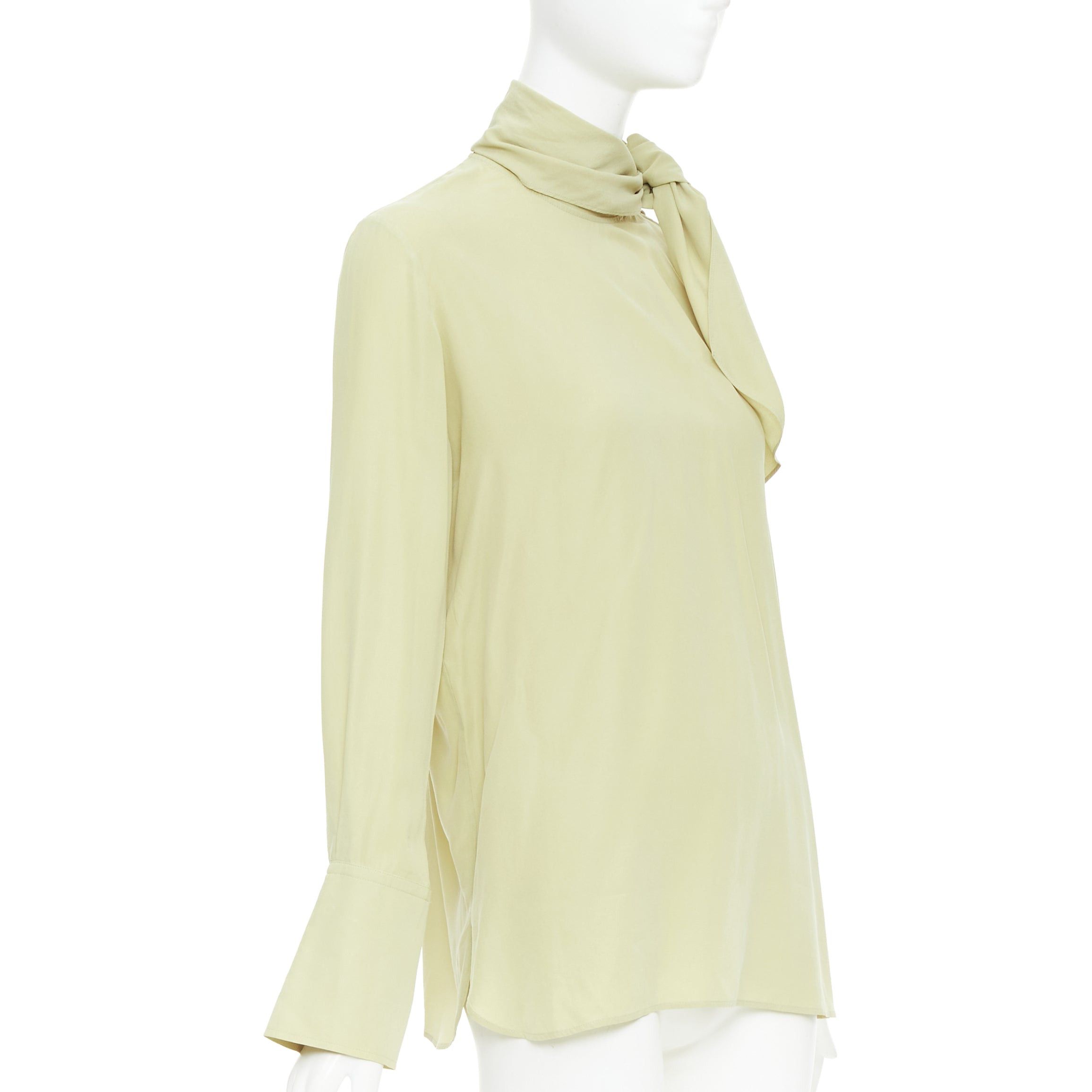 Joseph JOSEPH Geoff pea green silk toile tie neck buttons long sleeve blouse FR36 S Size S / US 4 / IT 40 - 3 Thumbnail