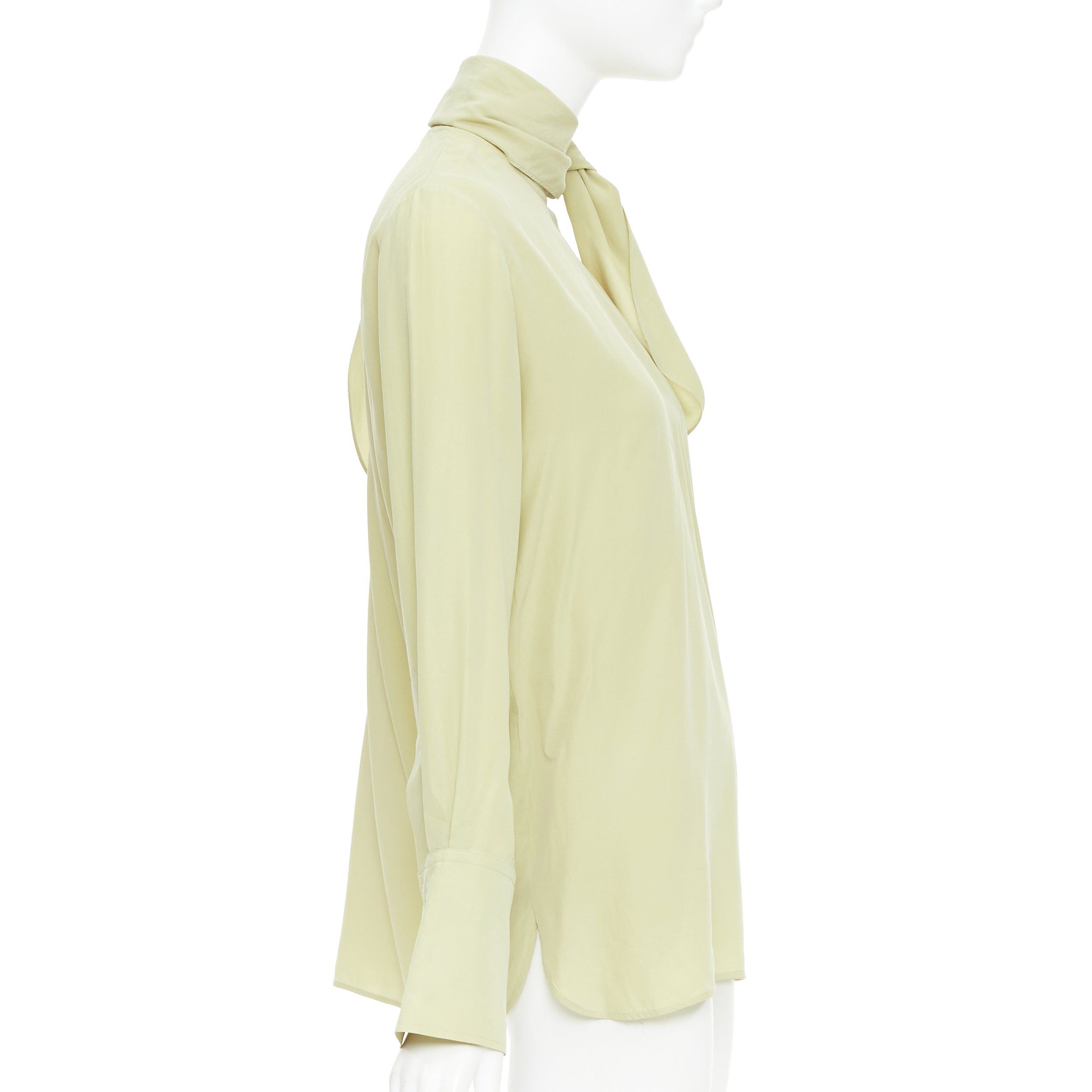 Joseph JOSEPH Geoff pea green silk toile tie neck buttons long sleeve blouse FR36 S Size S / US 4 / IT 40 - 4 Thumbnail