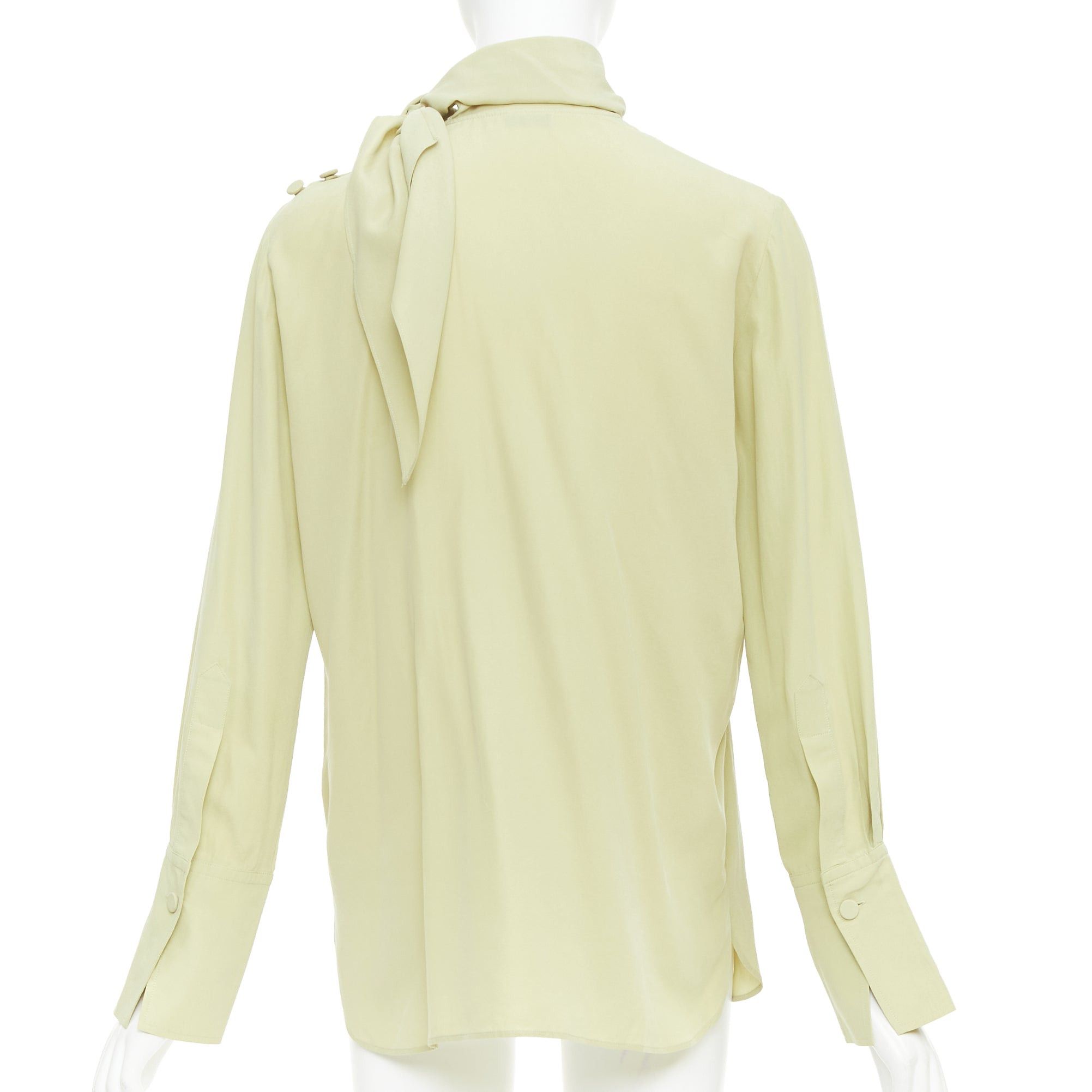 Joseph JOSEPH Geoff pea green silk toile tie neck buttons long sleeve blouse FR36 S Size S / US 4 / IT 40 - 5 Thumbnail