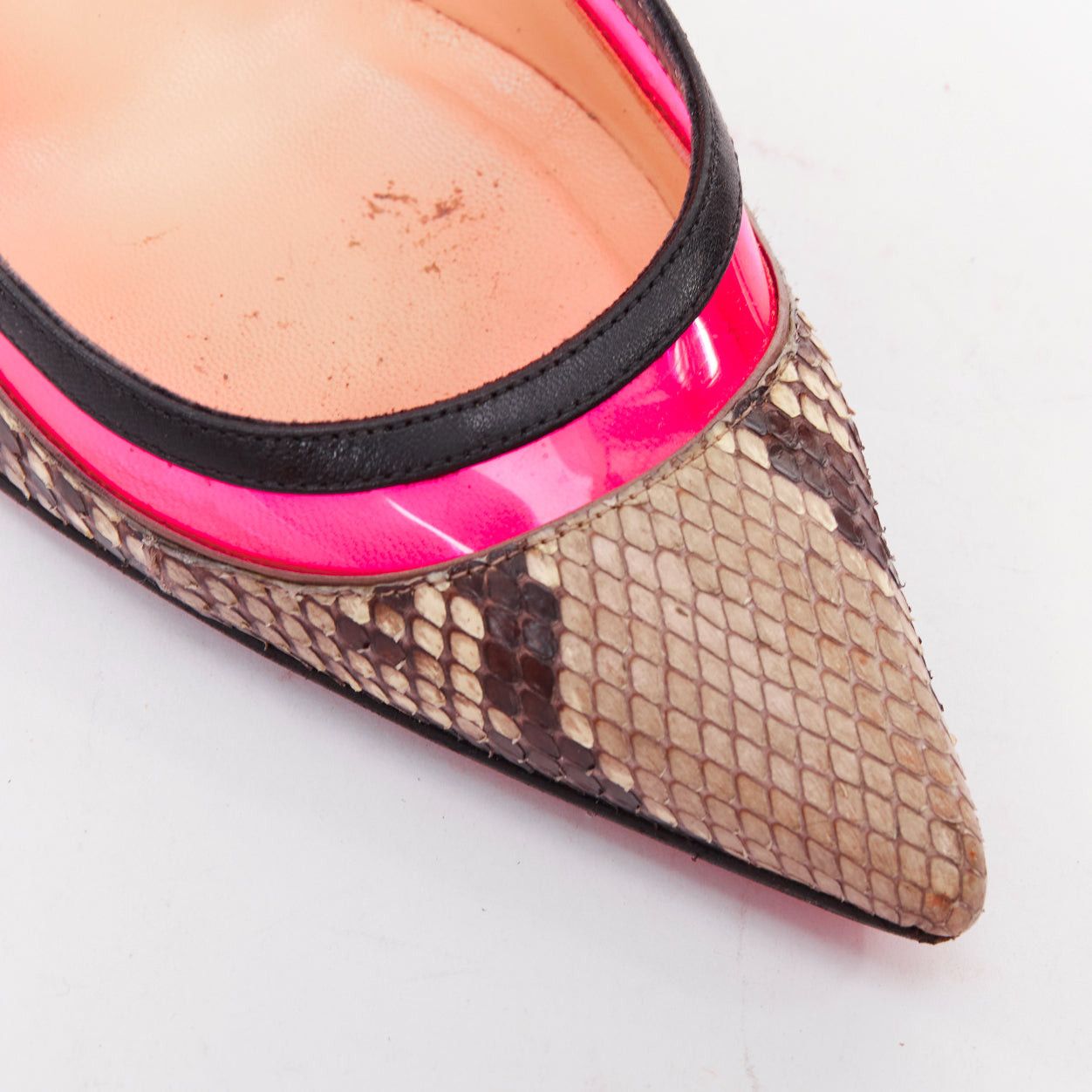 Christian Louboutin CHRISTIAN LOUBOUTIN Paulina hot pink PVC scaled leather contrast pumps EU39.5 Size US 9.5 / IT 39.5 - 7 Thumbnail