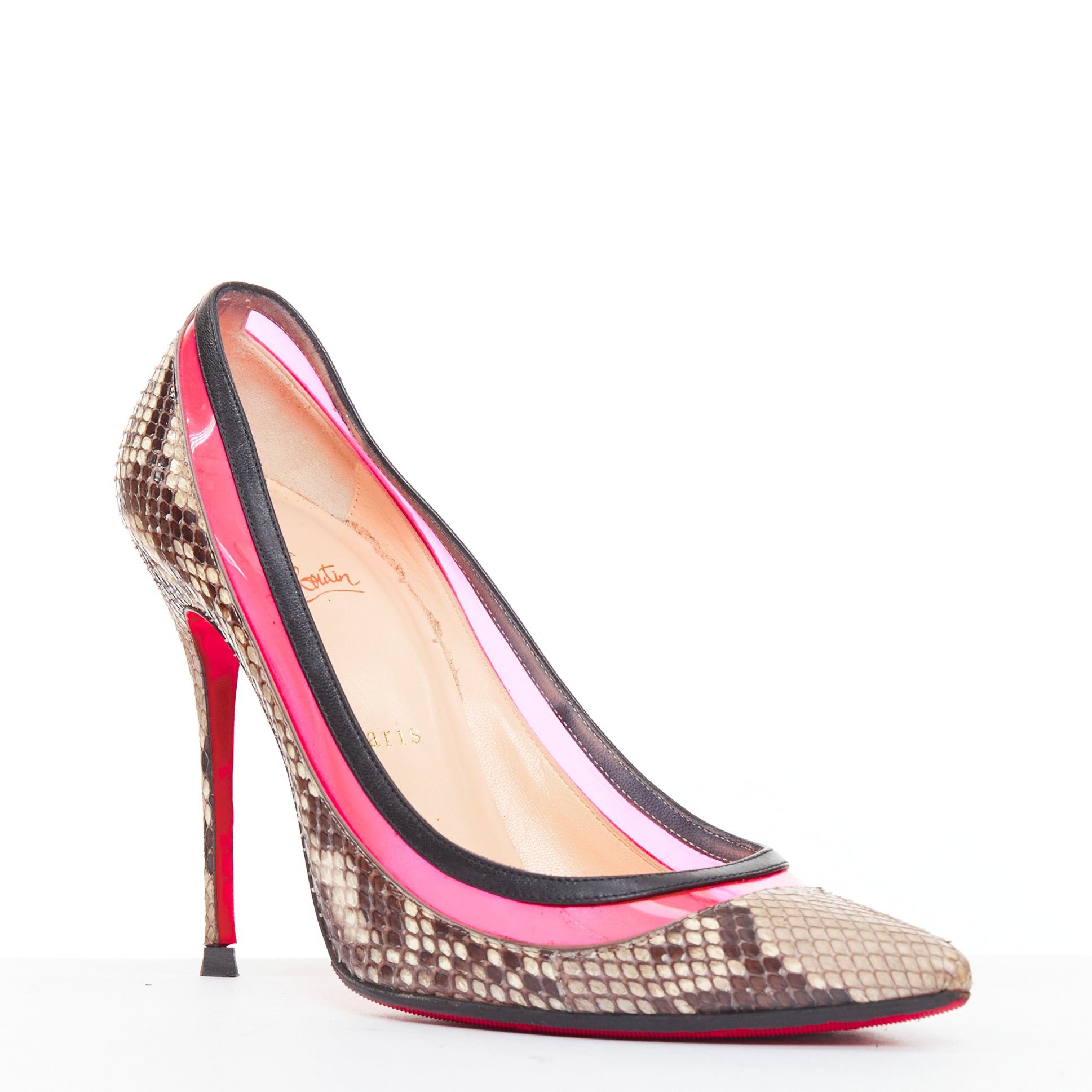 Christian Louboutin CHRISTIAN LOUBOUTIN Paulina hot pink PVC scaled leather contrast pumps EU39.5 Size US 9.5 / IT 39.5 - 2 Thumbnail