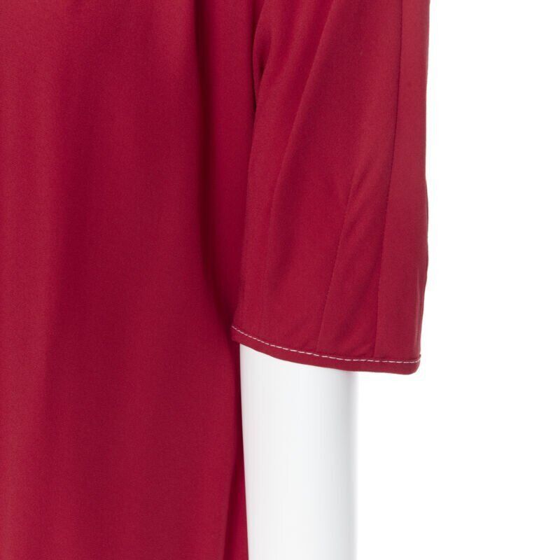 Marni MARNI 2019 red viscose crepe white overstitched pleated casual dress IT38 Size XS / US 0-2 / IT 36-38 - 8 Thumbnail