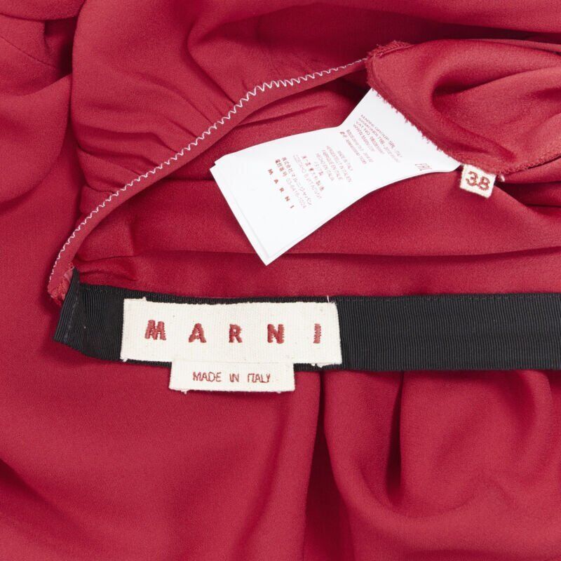 Marni MARNI 2019 red viscose crepe white overstitched pleated casual dress IT38 Size XS / US 0-2 / IT 36-38 - 9 Thumbnail