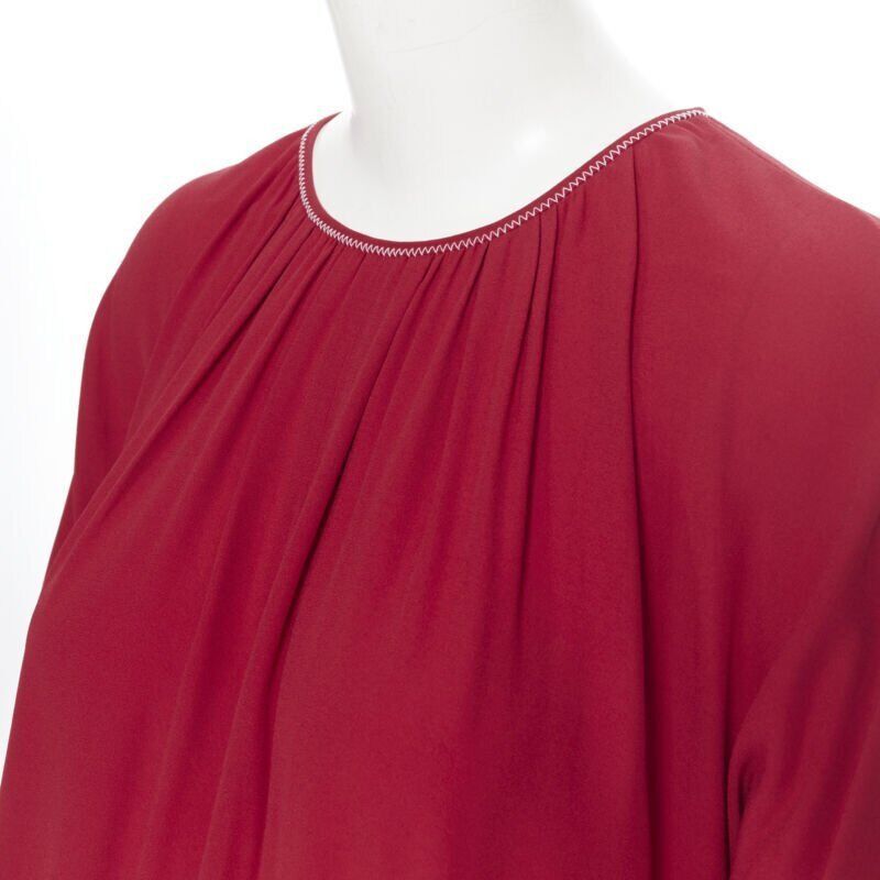 Marni MARNI 2019 red viscose crepe white overstitched pleated casual dress IT38 Size XS / US 0-2 / IT 36-38 - 2 Thumbnail