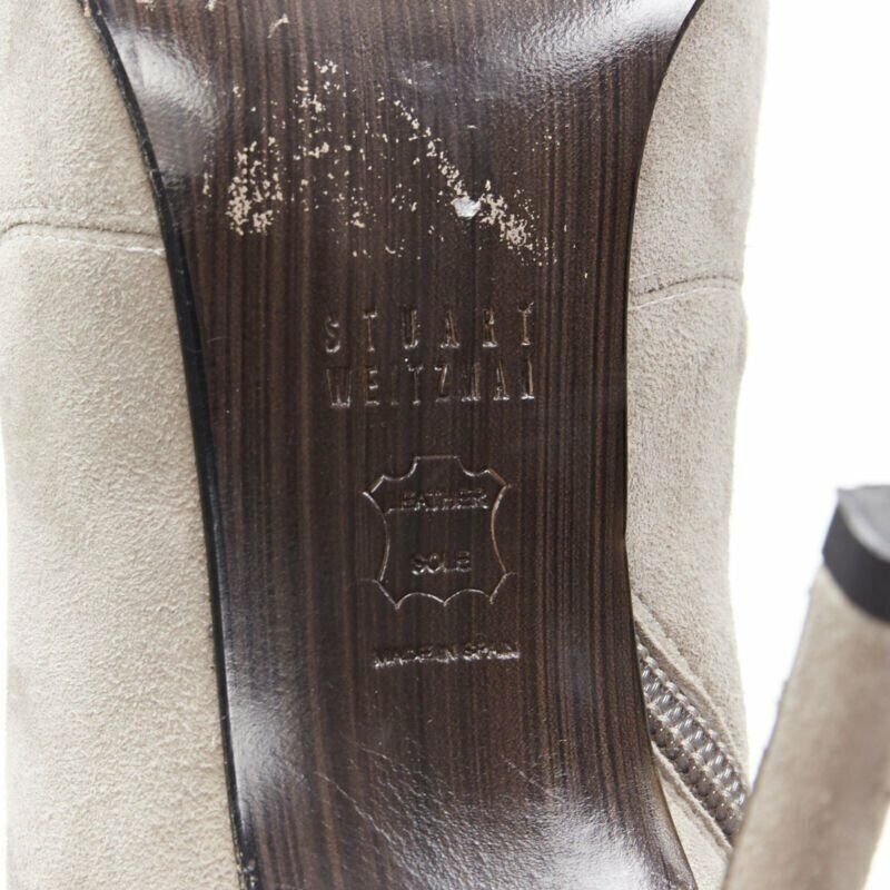 Stuart Weitzman STUART WEITZMAN Highbeams grey fossil suede crystal embellished bootie EU38.5 Size US 8.5 / IT 38.5 - 11 Thumbnail