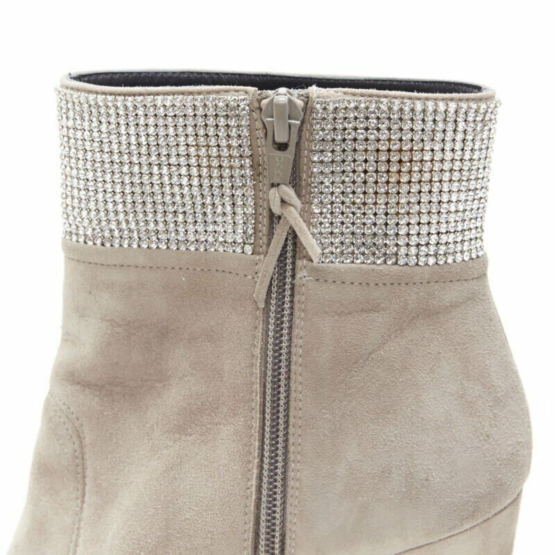 Stuart Weitzman STUART WEITZMAN Highbeams grey fossil suede crystal embellished bootie EU38.5 Size US 8.5 / IT 38.5 - 7 Thumbnail