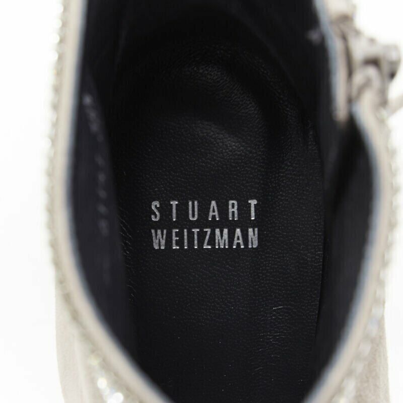 Stuart Weitzman STUART WEITZMAN Highbeams grey fossil suede crystal embellished bootie EU38.5 Size US 8.5 / IT 38.5 - 9 Thumbnail